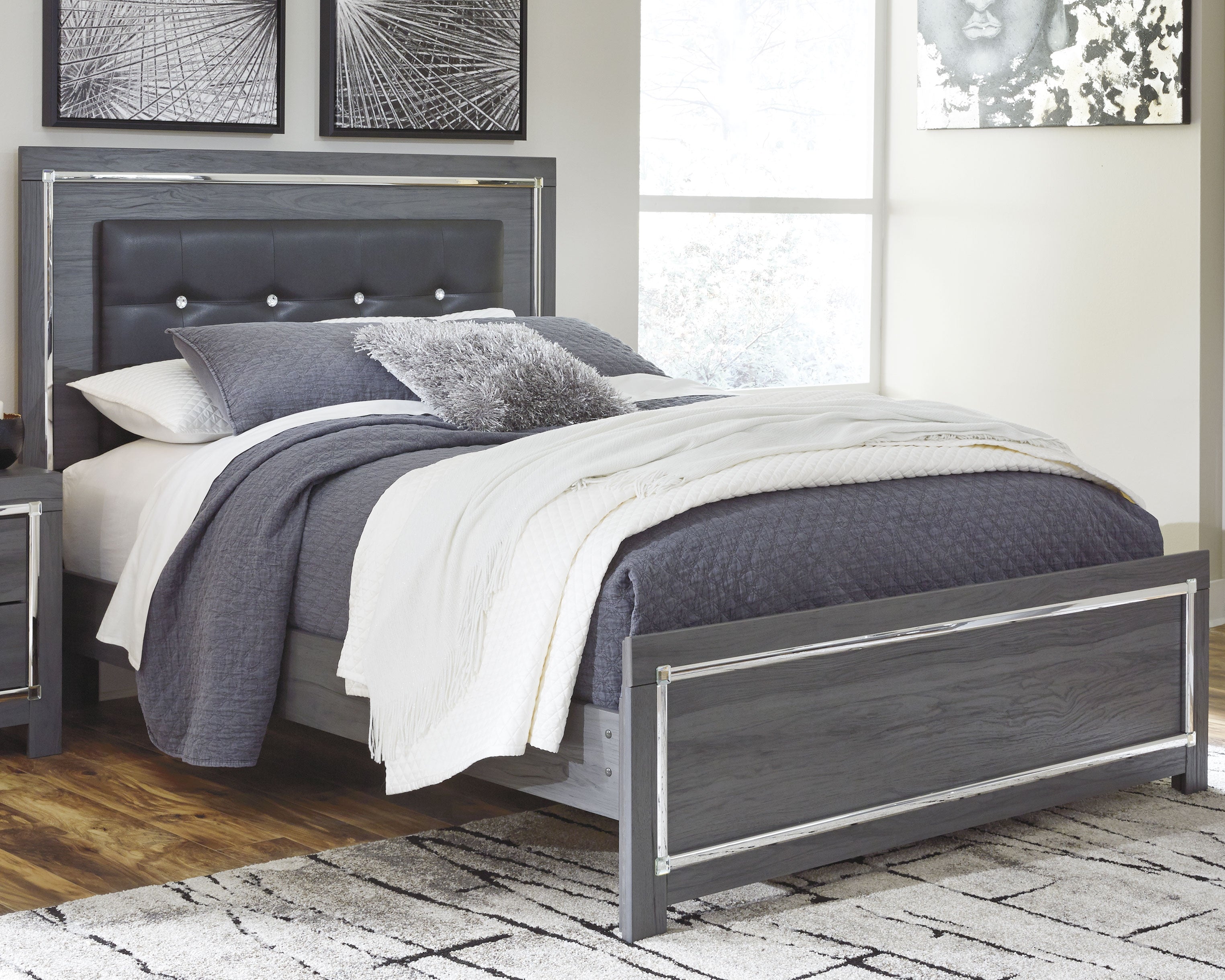 Lullora Furniture - Ashley Furniture - Lodanna Bedroom - Queen Panel Bed / Gray - B214B2