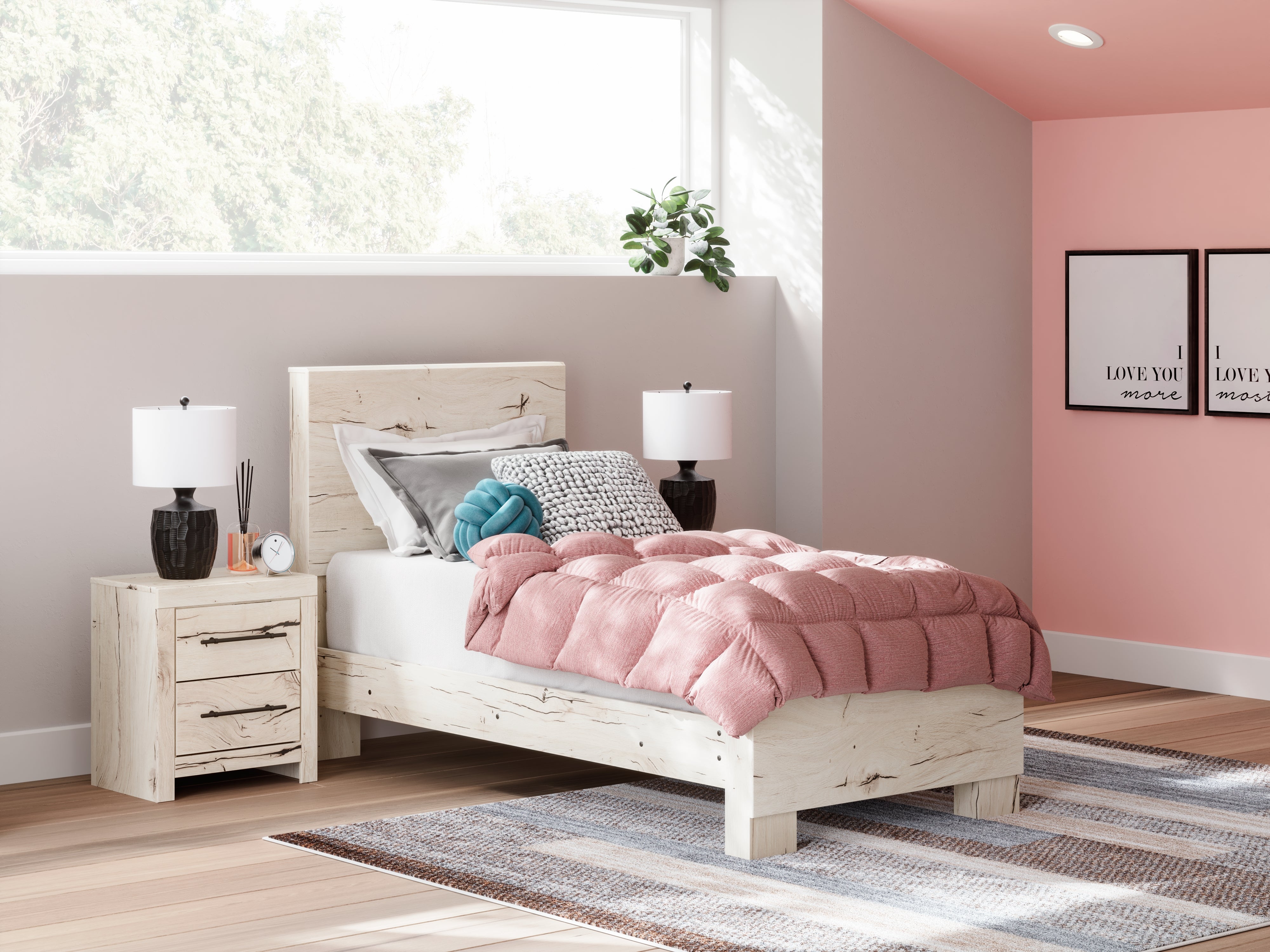 Lullora Furniture - Ashley Furniture - Lawroy Bedroom - Twin Panel Bed / Light Natural - B2310B15