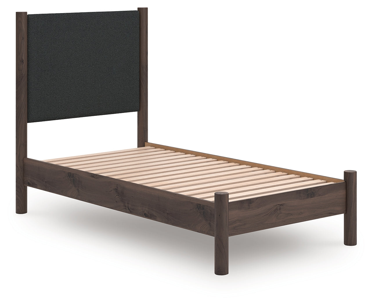 Lullora Furniture - Ashley Furniture - Pamytta Bedroom - Twin Upholstered Panel Platform Bed / Brown - PCB2614B8
