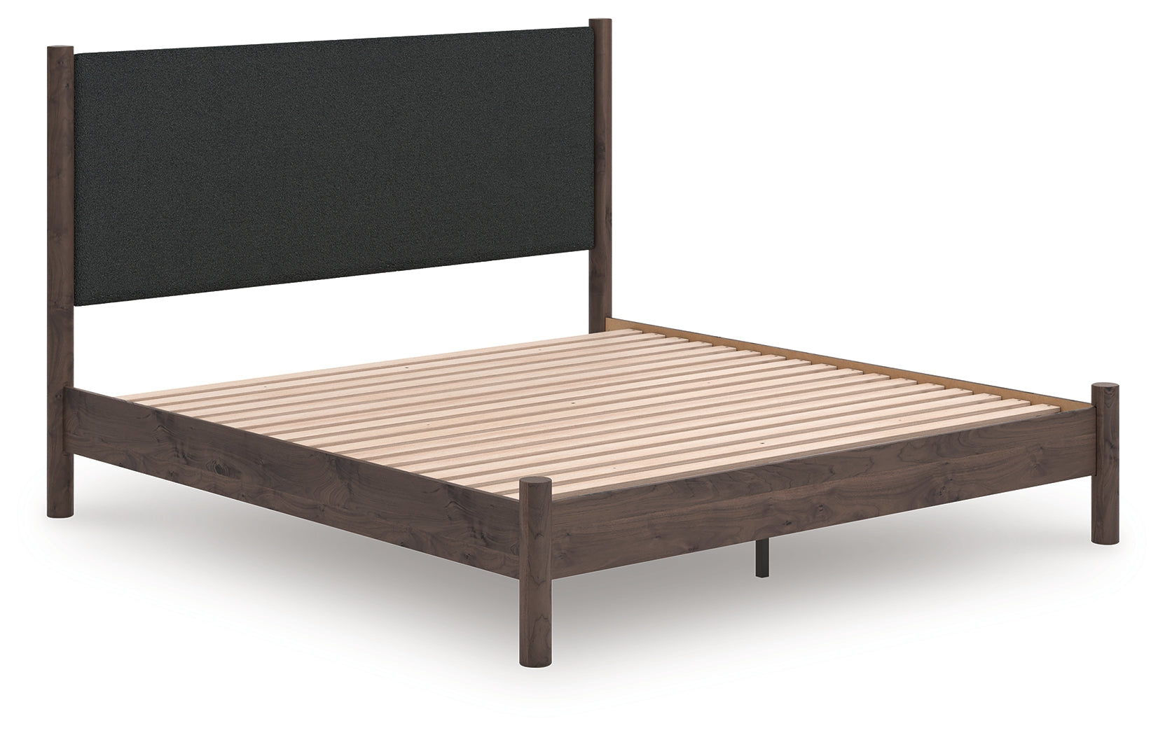 Lullora Furniture - Ashley Furniture - Pamytta Bedroom - King Upholstered Panel Platform Bed / Brown - PCB2614B28
