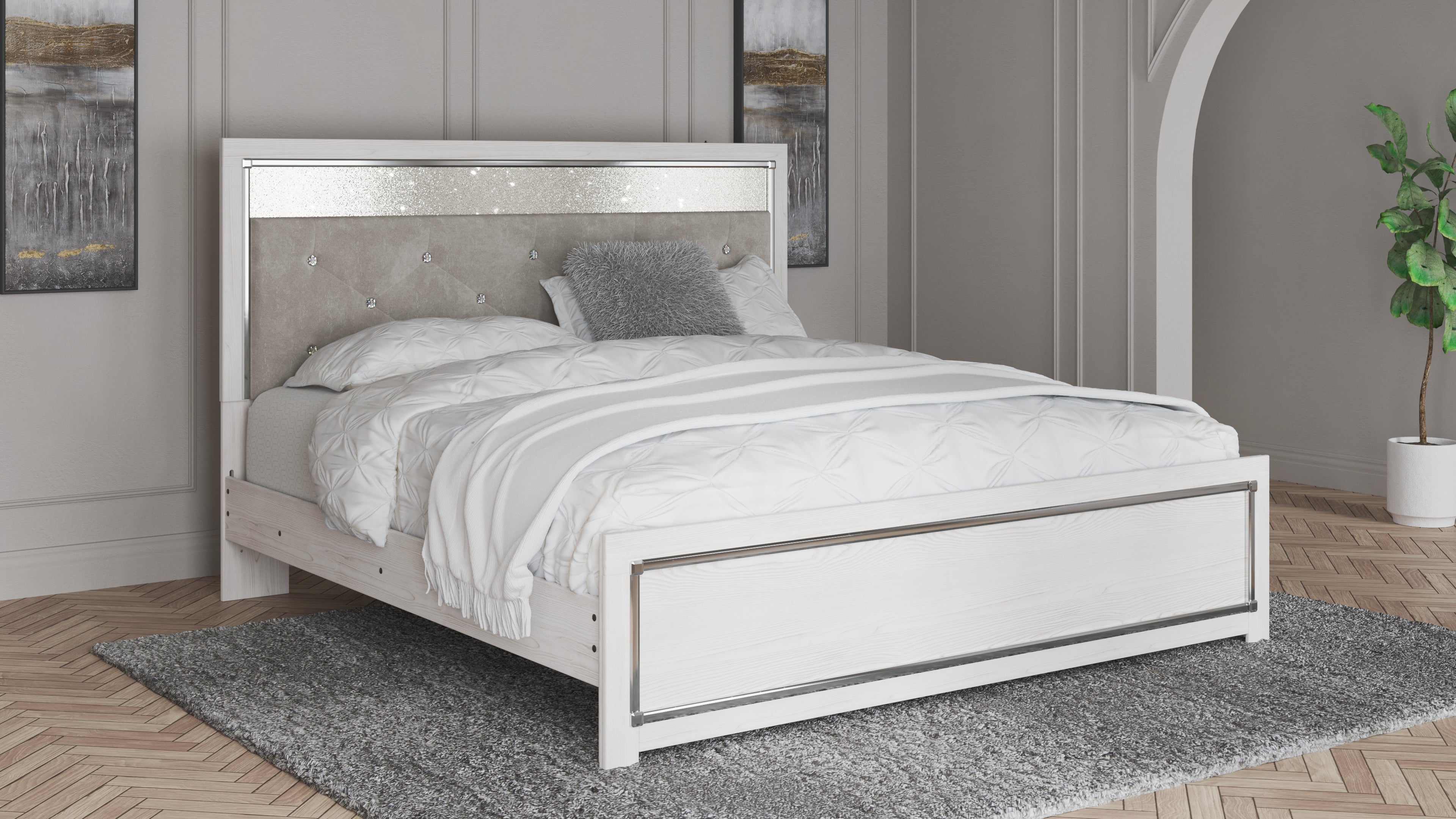Lullora Furniture - Ashley Furniture - Altyra Bedroom - King Panel Bed / White - B2640B3