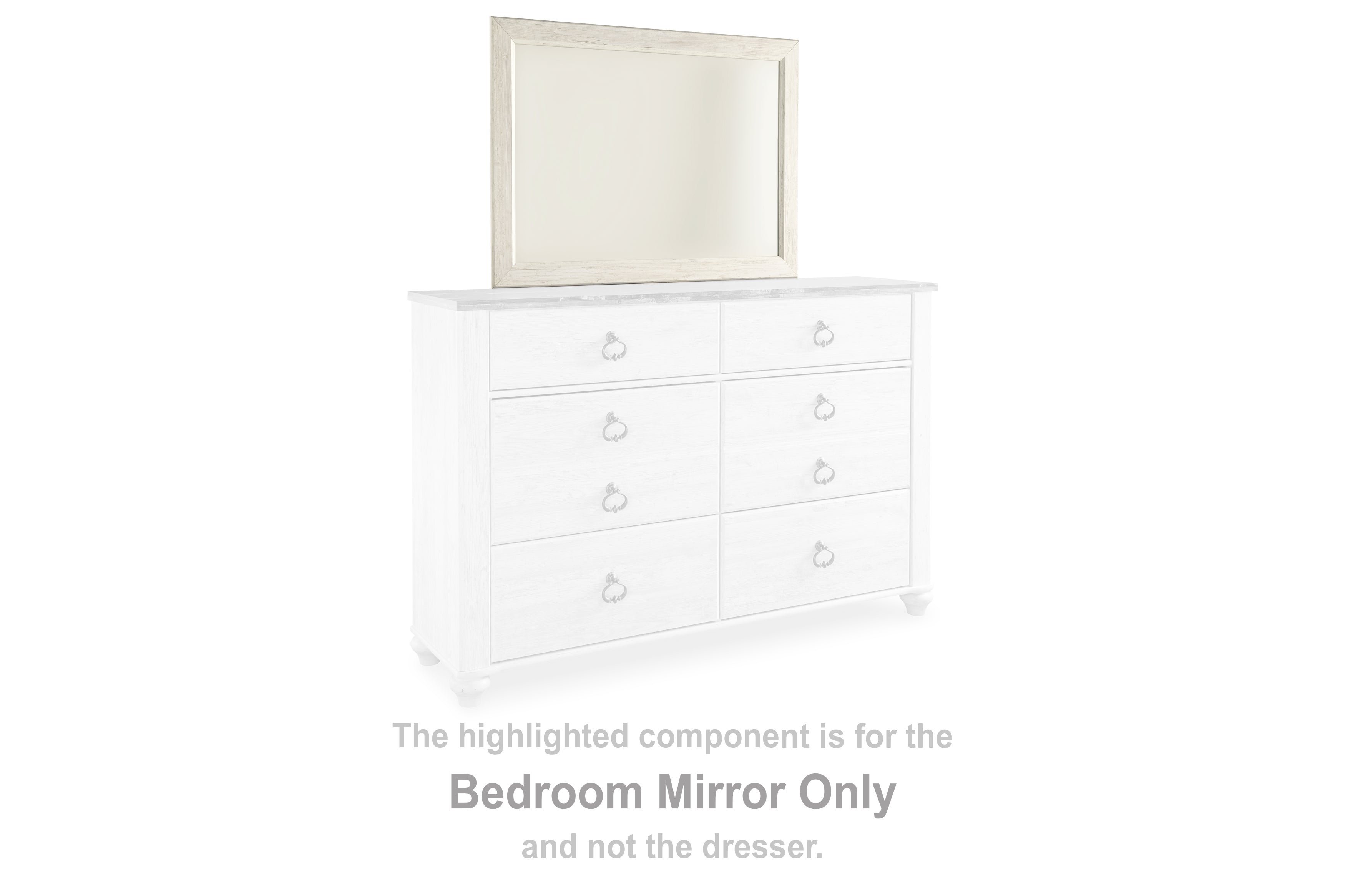 Lullora Furniture - Ashley Furniture - Willowton Bedroom - Bedroom Mirror / Whitewash - B267-36