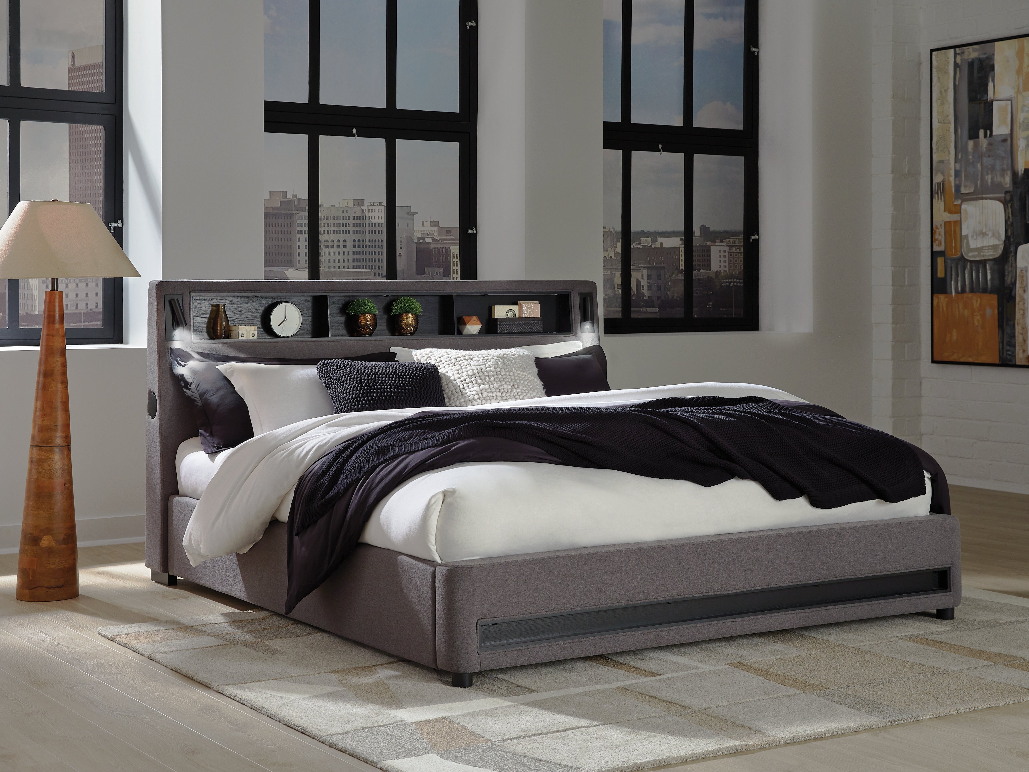 Lullora Furniture - Ashley Furniture - Verishaw Bedroom - King Upholstered Bed / Gray - PCB2721B21