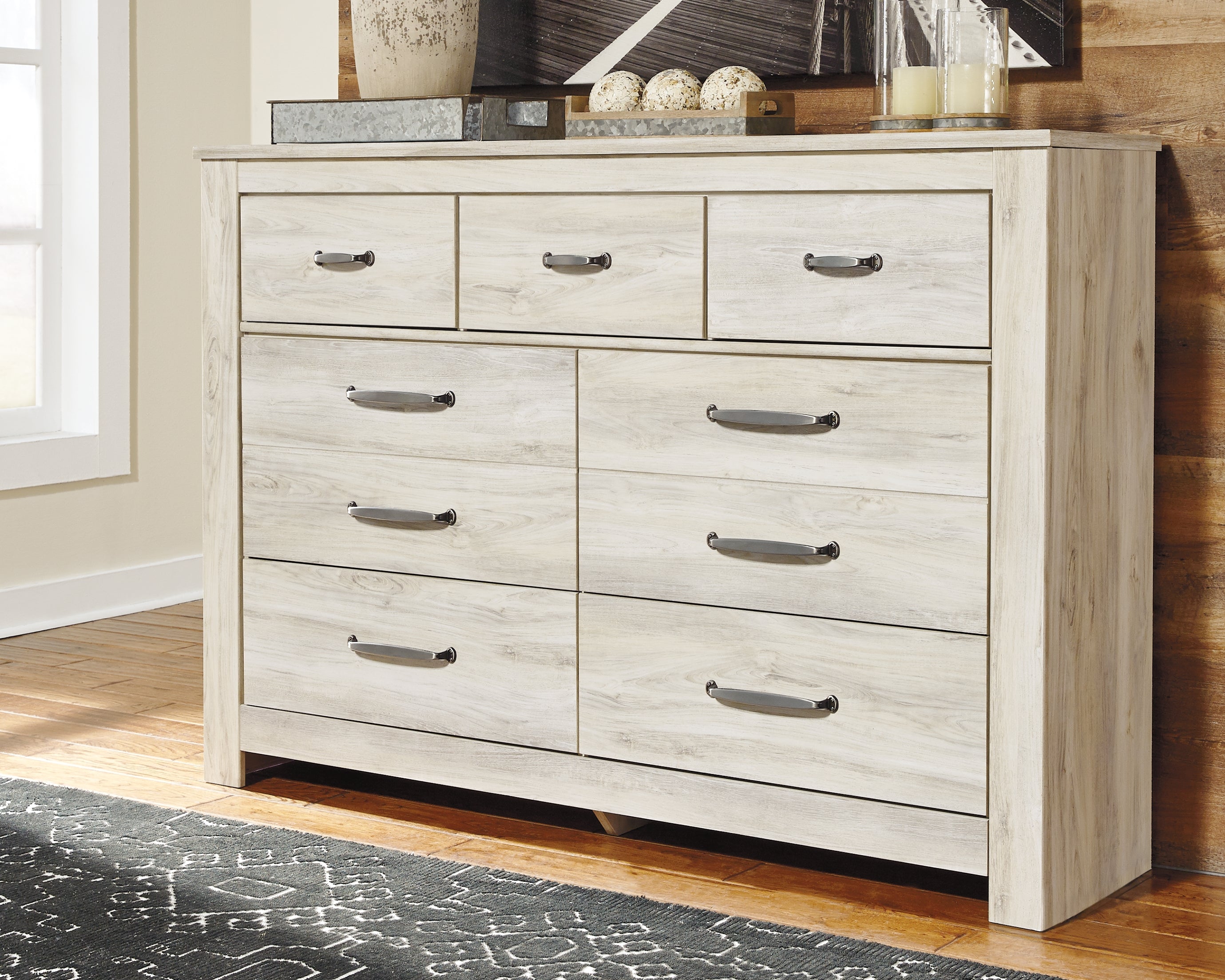 Lullora Furniture - Ashley Furniture - Bellaby Bedroom - Seven Drawer Dresser / Whitewash - B331-31