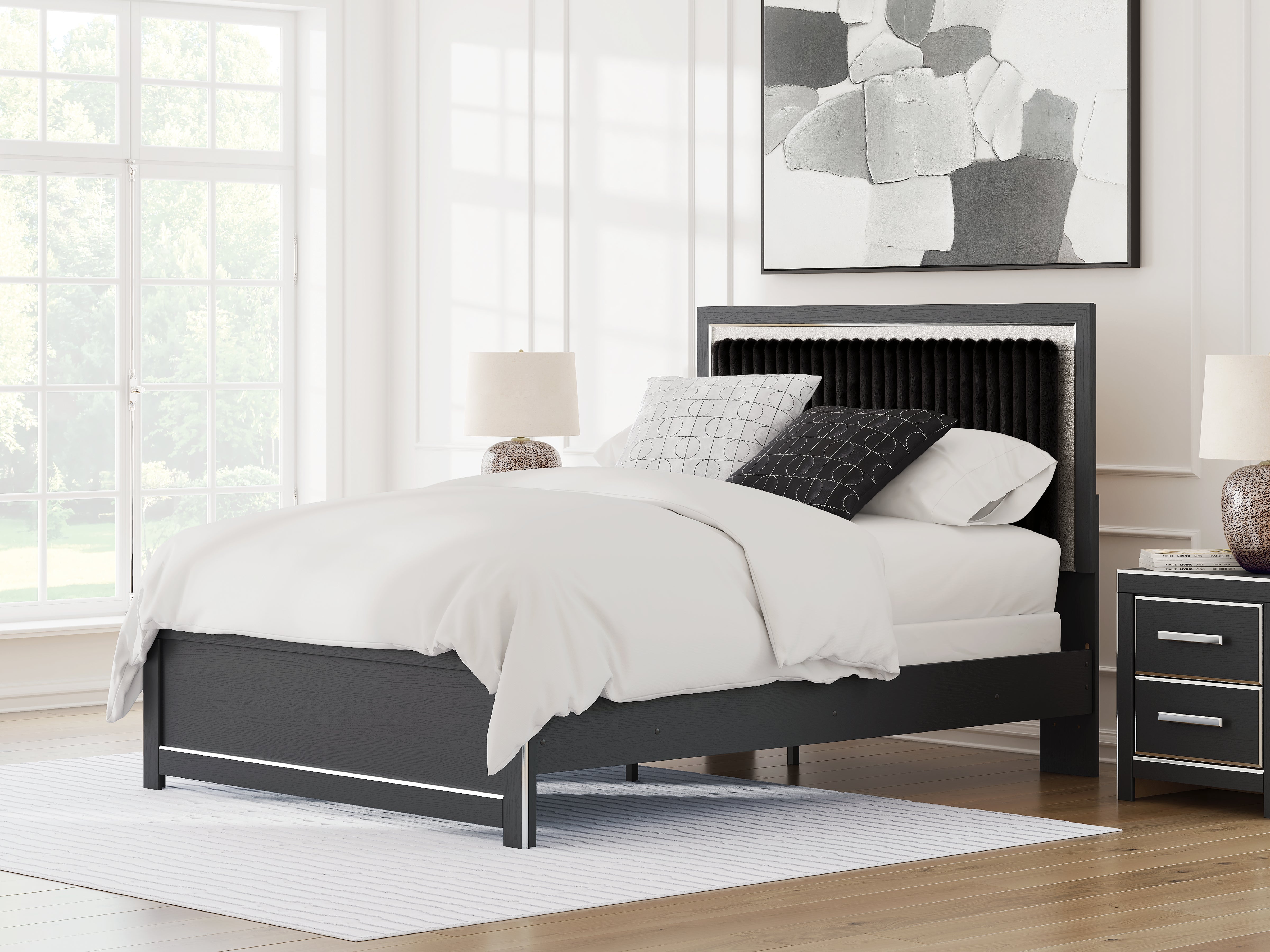Lullora Furniture - Ashley Furniture - Zuraleus Bedroom - Queen Upholstered Panel Bed / Black - PCB3380B6