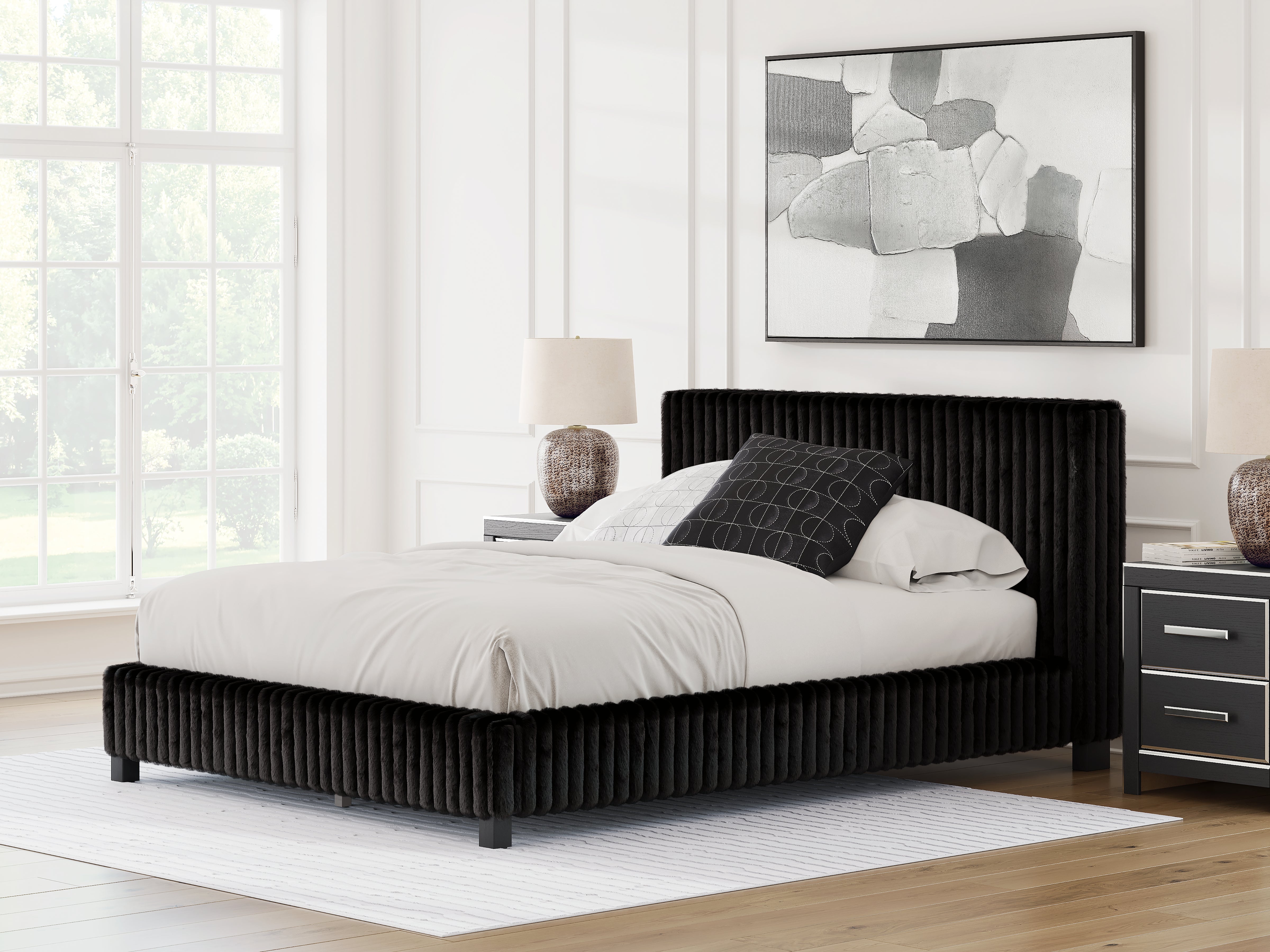 Lullora Furniture - Ashley Furniture - Zuraleus Bedroom - Queen Upholstered Bed / Black - PCB3380B8