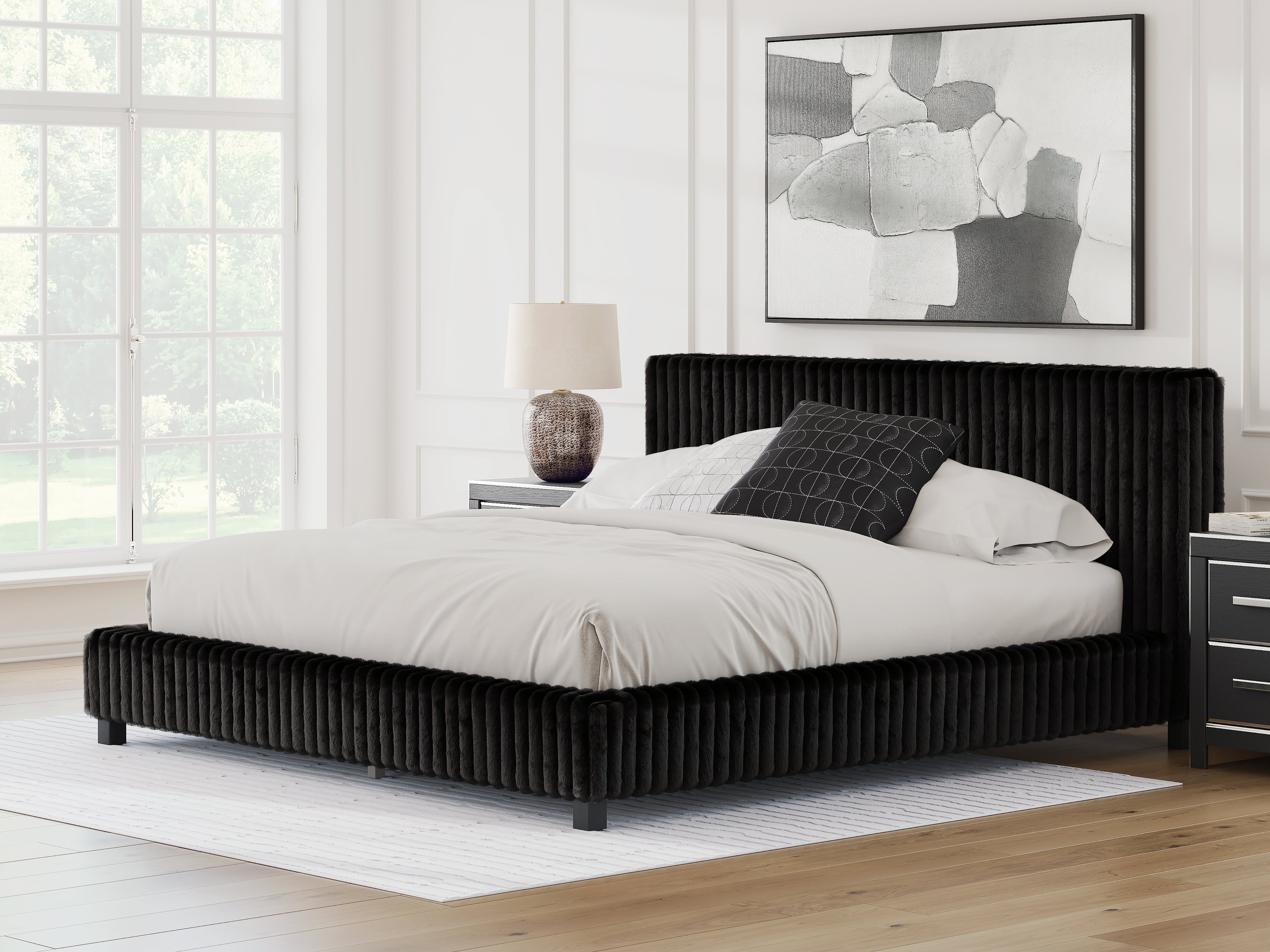 Lullora Furniture - Ashley Furniture - Zuraleus Bedroom - King Upholstered Bed / Black - PCB3380B13