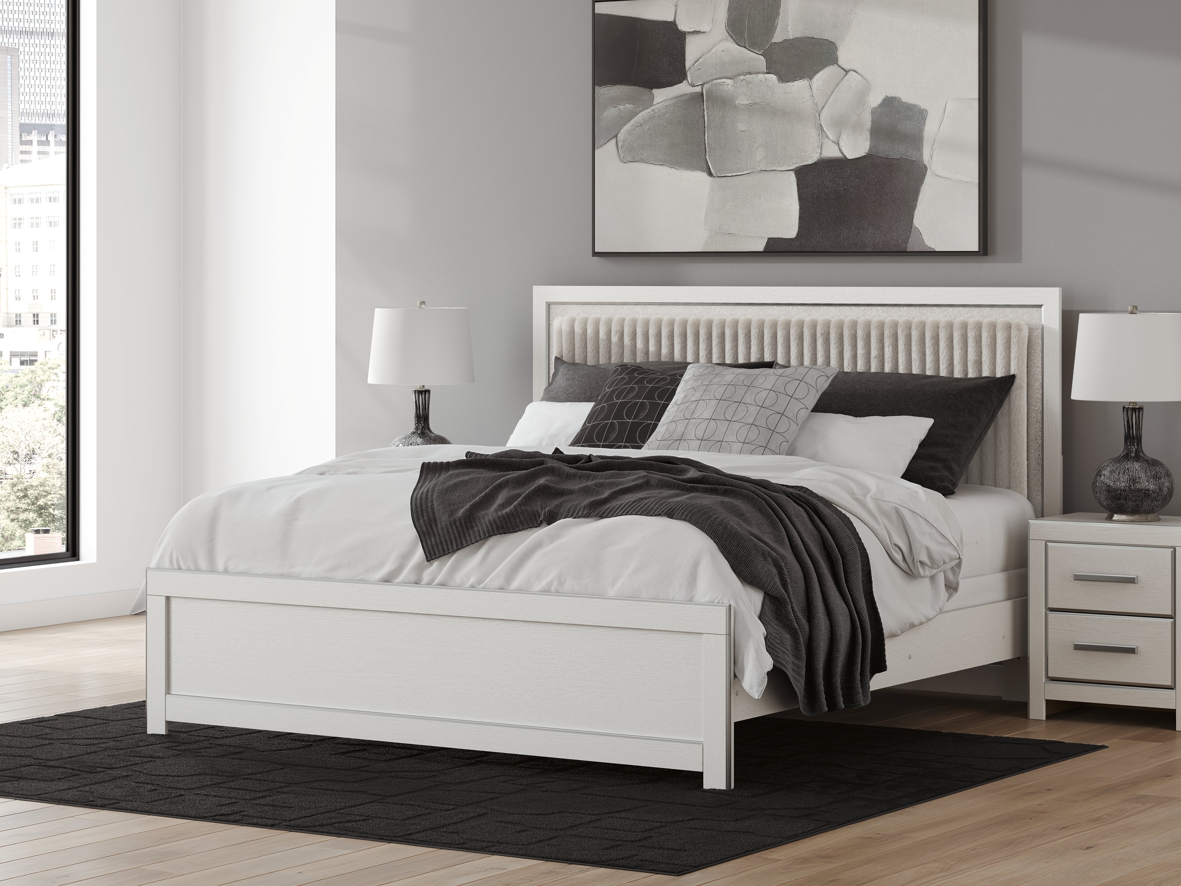Lullora Furniture - Ashley Furniture - Zuraleus Bedroom - King Upholstered Panel Bed / White - PCB3381B10