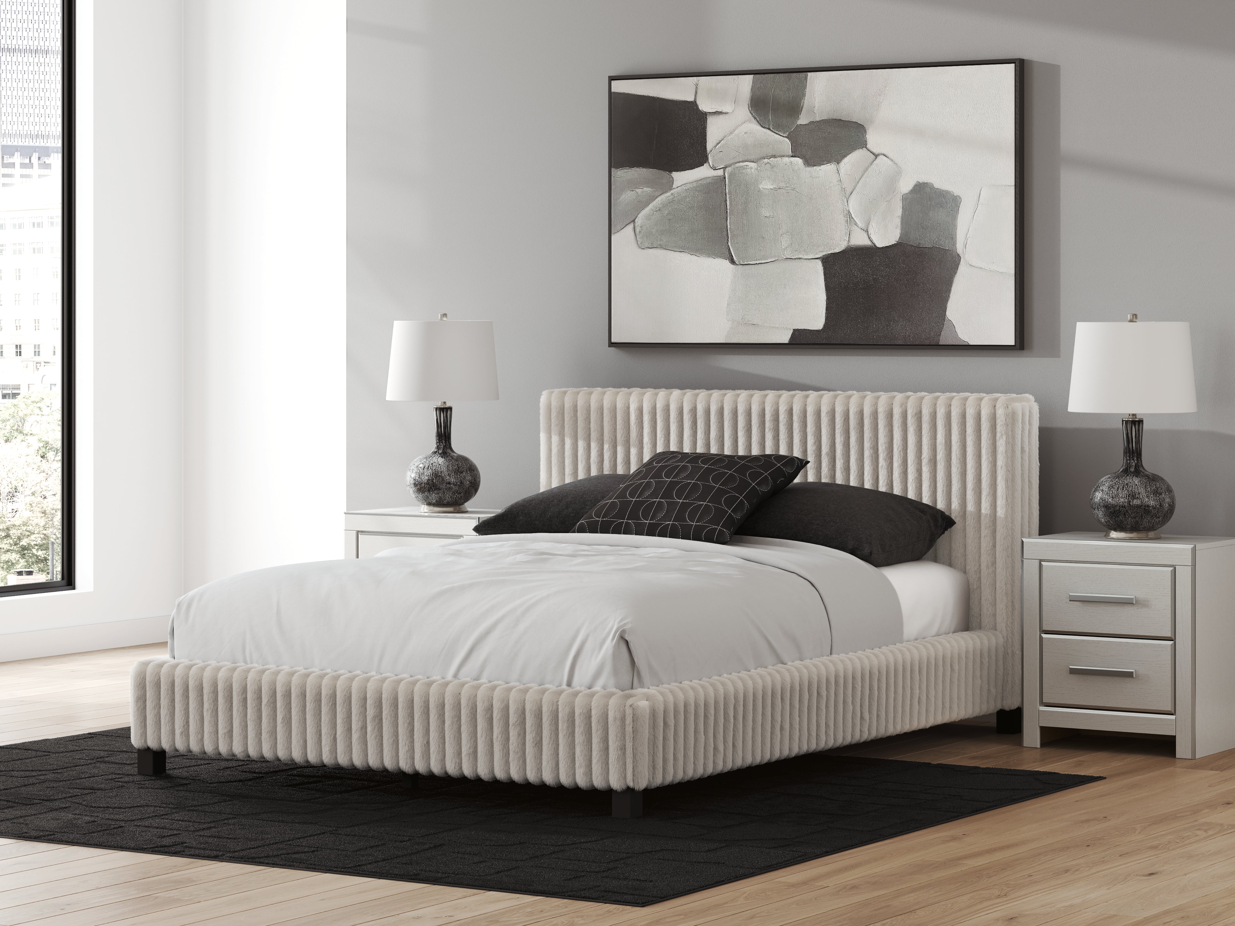 Lullora Furniture - Ashley Furniture - Zuraleus Bedroom - Queen Upholstered Bed / White - PCB3381B11