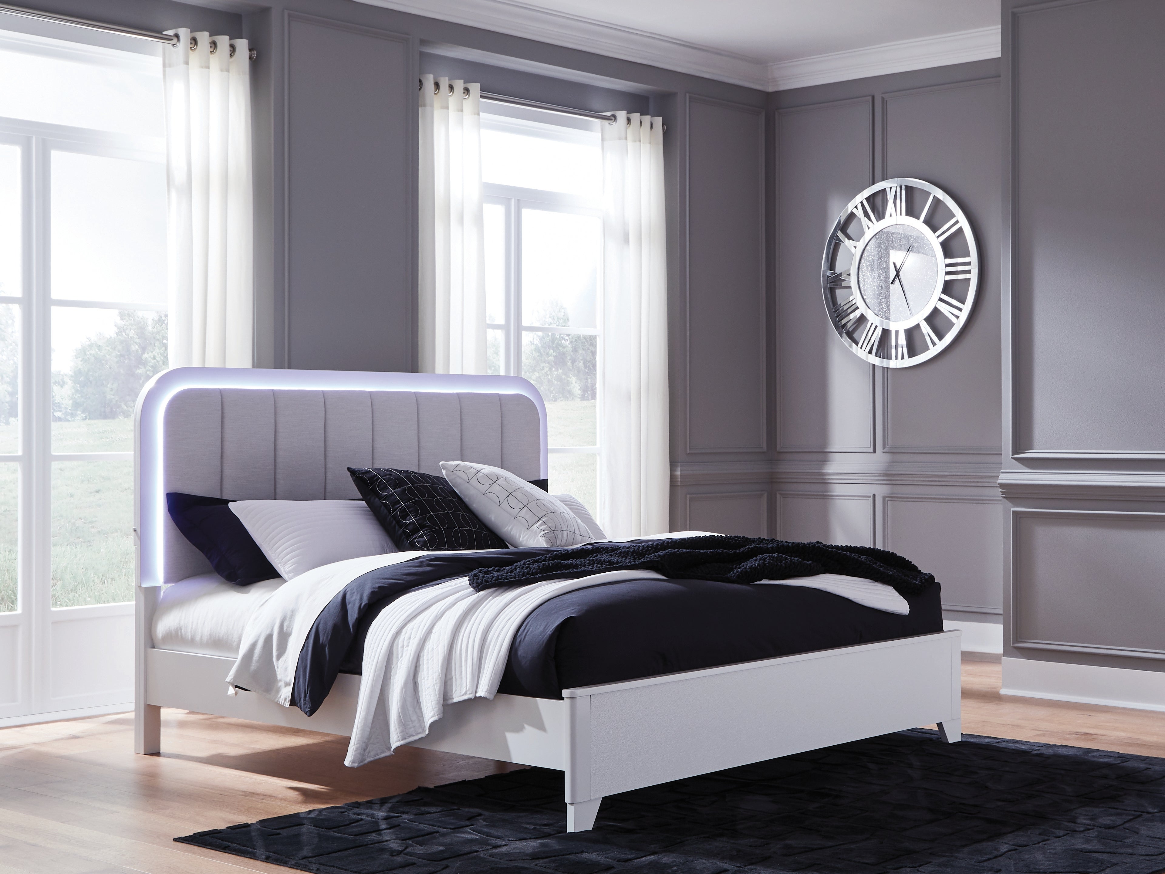 Lullora Furniture - Ashley Furniture - Jarlee Bedroom - California King Upholstered Panel Bed / White - PCB392B5