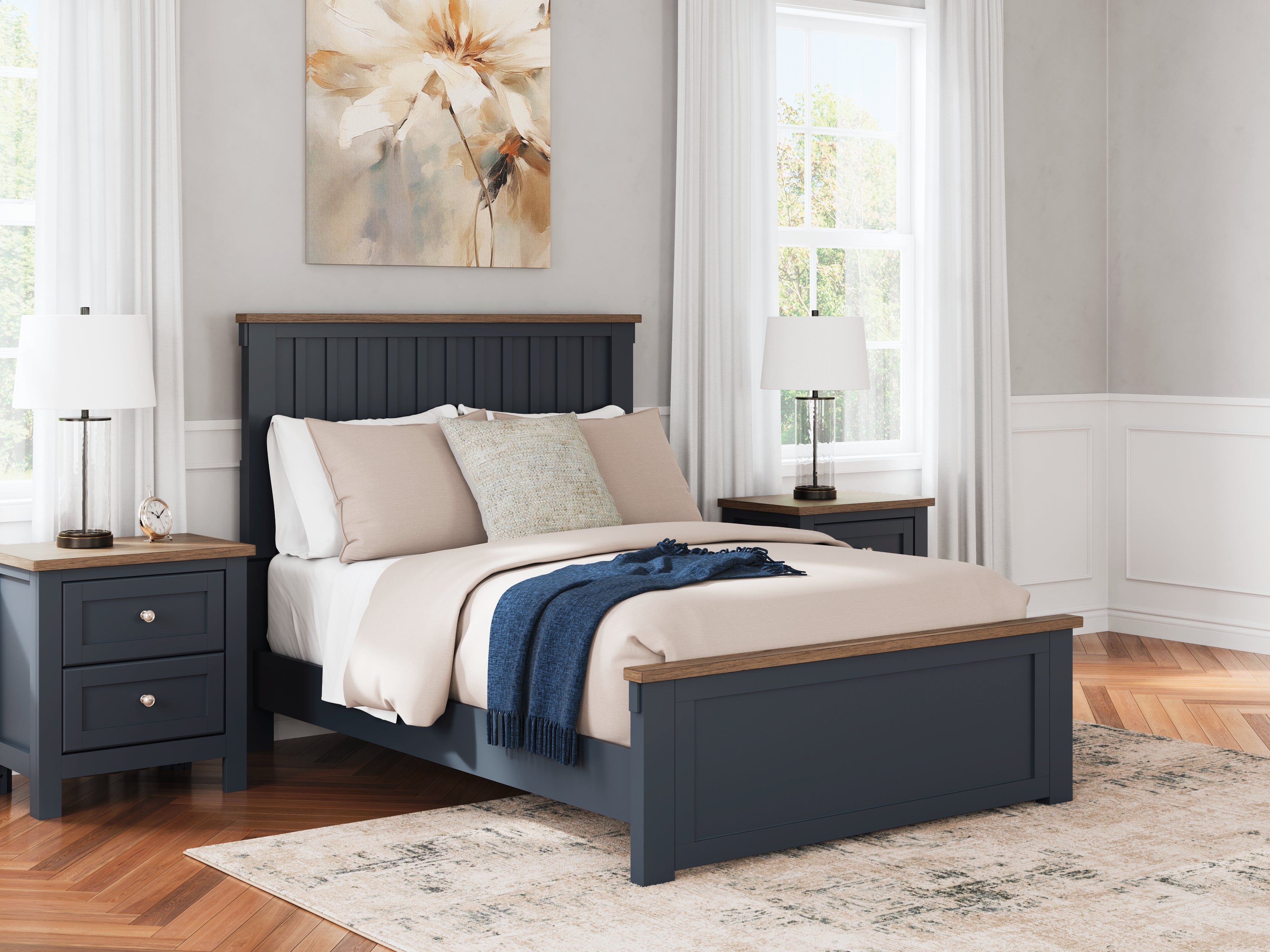 Lullora Furniture - Ashley Furniture - Landocken Bedroom - Full Panel Bed / Brown/Blue - B414B3