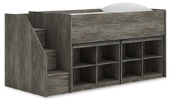 Lullora Furniture - Ashley Furniture - Frandern Twin Loft Bed with Bookcase Storage - Twin Loft Bed with Bookcase Storage / Warm Gray - B4480B25