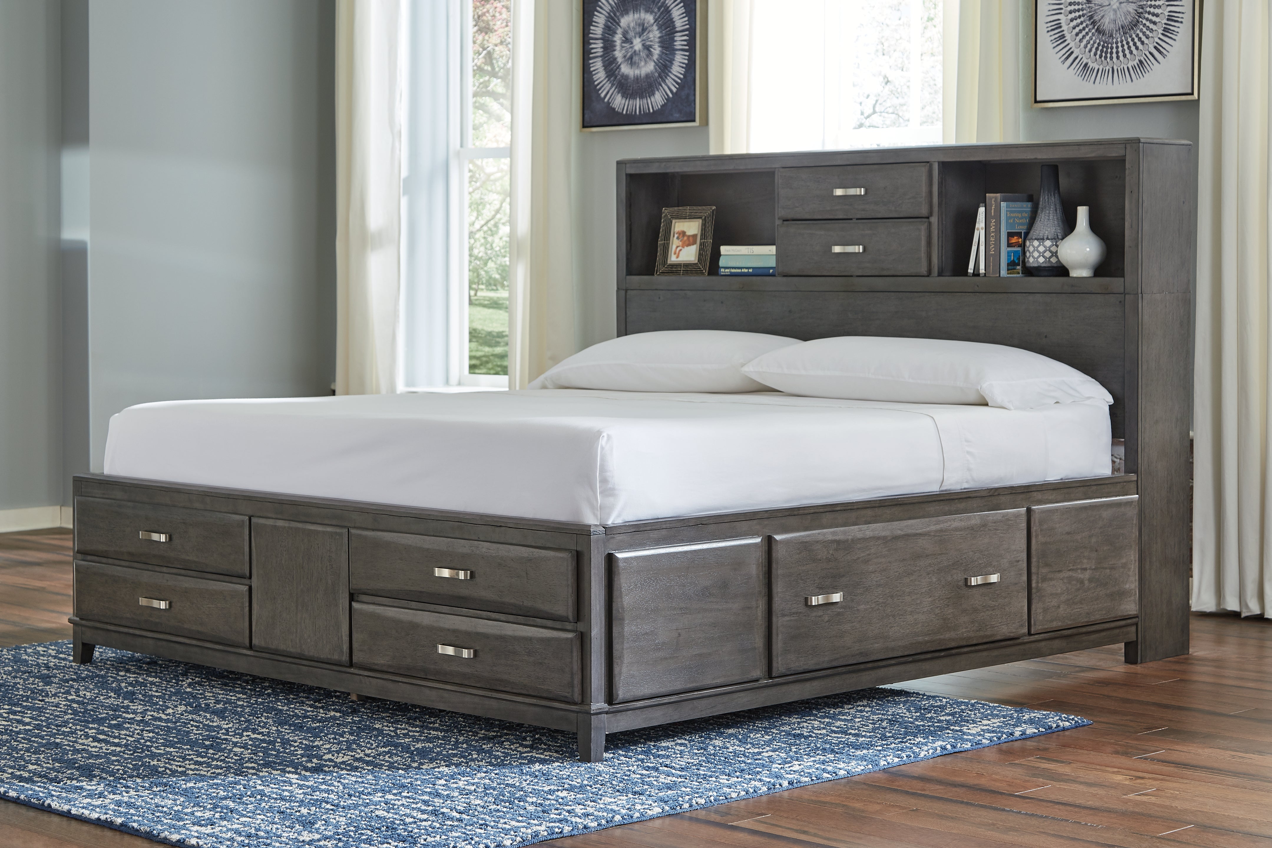 Lullora Furniture - Ashley Furniture - Caitbrook Bedroom - Queen Storage Bed with 8 Drawers / Gray - B476B2