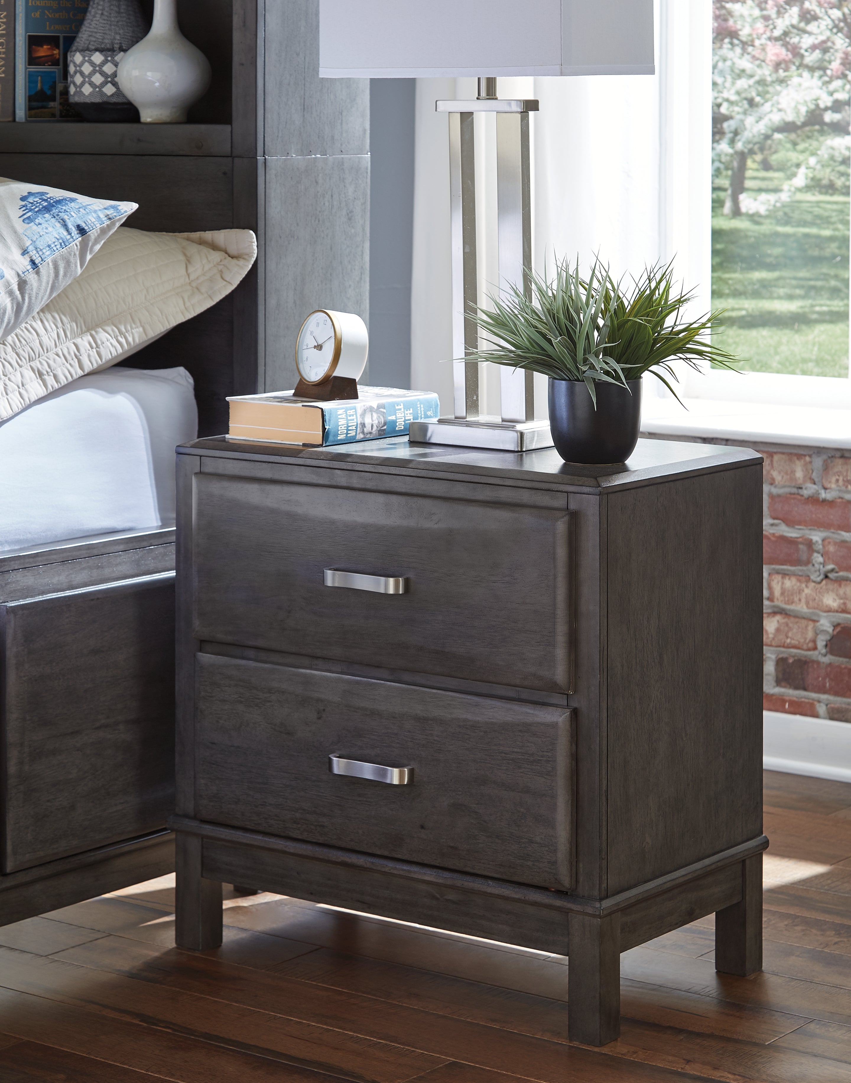 Lullora Furniture - Ashley Furniture - Caitbrook Bedroom - Two Drawer Night Stand / Gray - B476-92