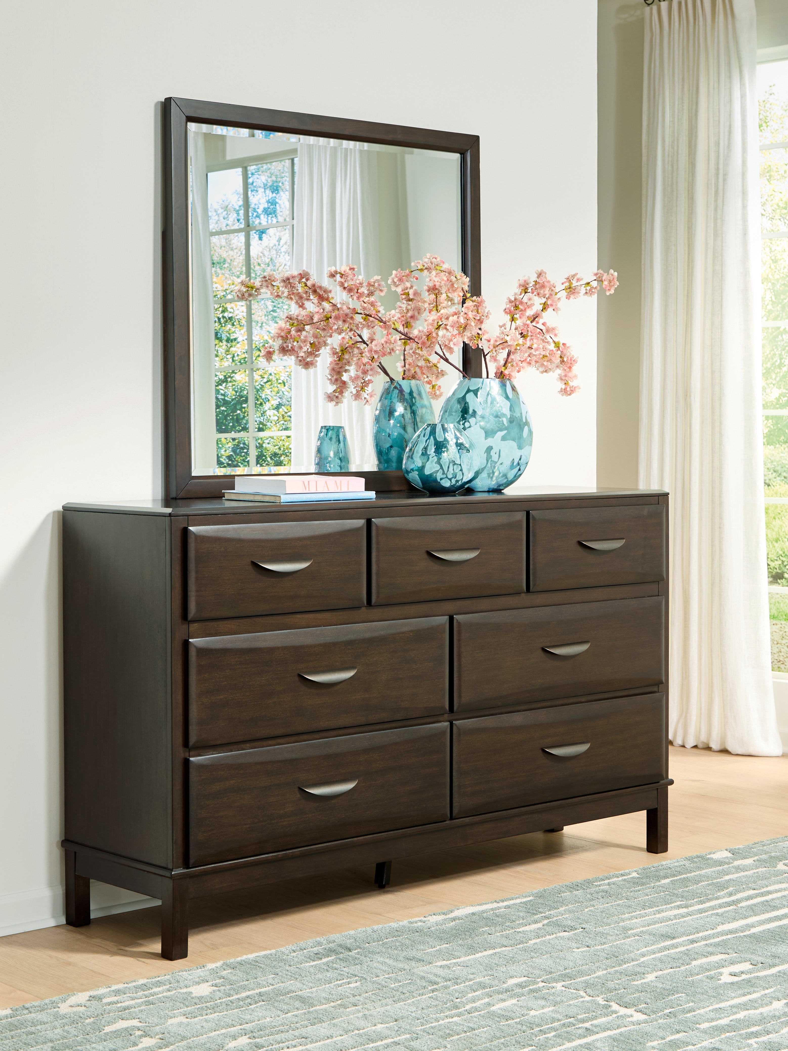 Lullora Furniture - Ashley Furniture - Vanmore Bedroom - Dresser and Mirror / Dark Brown - B479B1