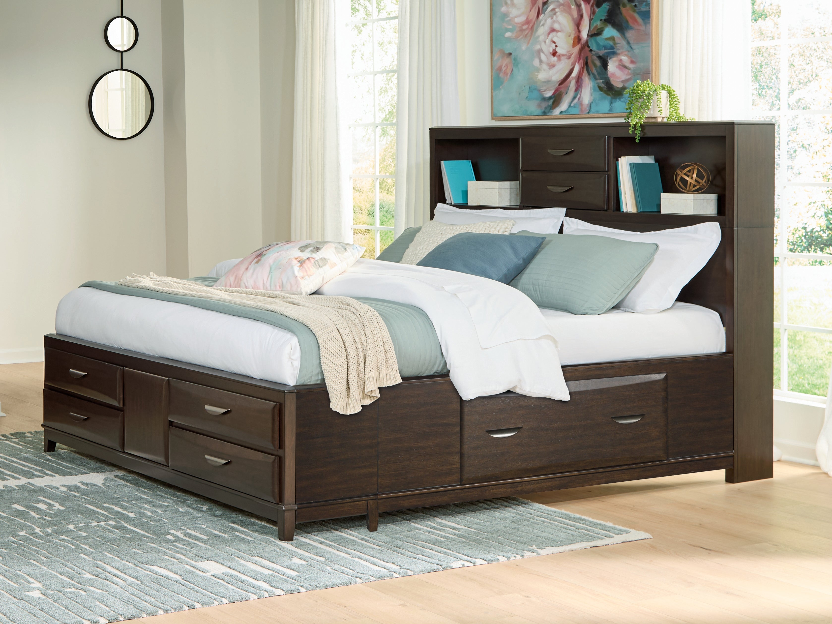 Lullora Furniture - Ashley Furniture - Vanmore Bedroom - California King Storage Bed / Dark Brown - B479B7