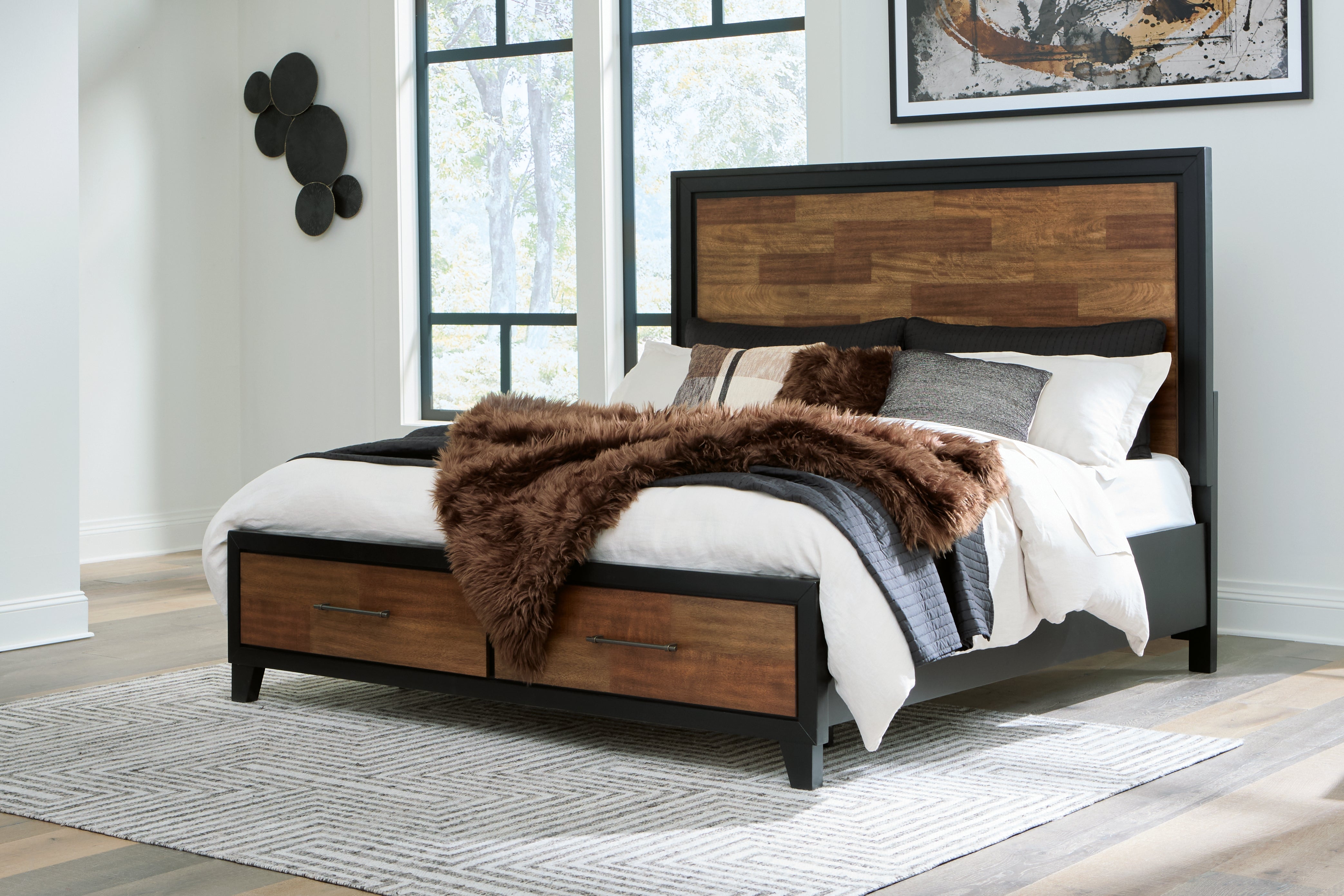 Lullora Furniture - Ashley Furniture - Kraeburn Bedroom - California King Panel Storage Bed / Brown/Black - B496B13