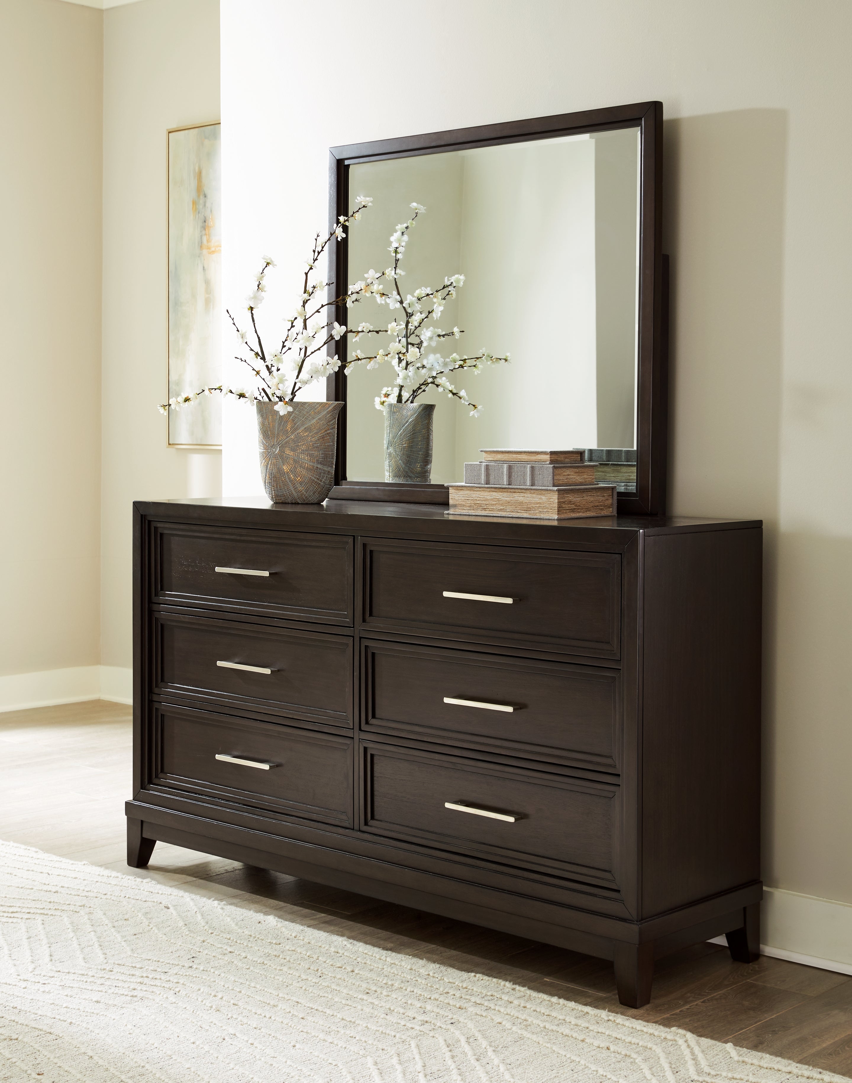 Lullora Furniture - Ashley Furniture - Neymorton Bedroom - Dresser and Mirror / Dark Grayish Brown - B618B1