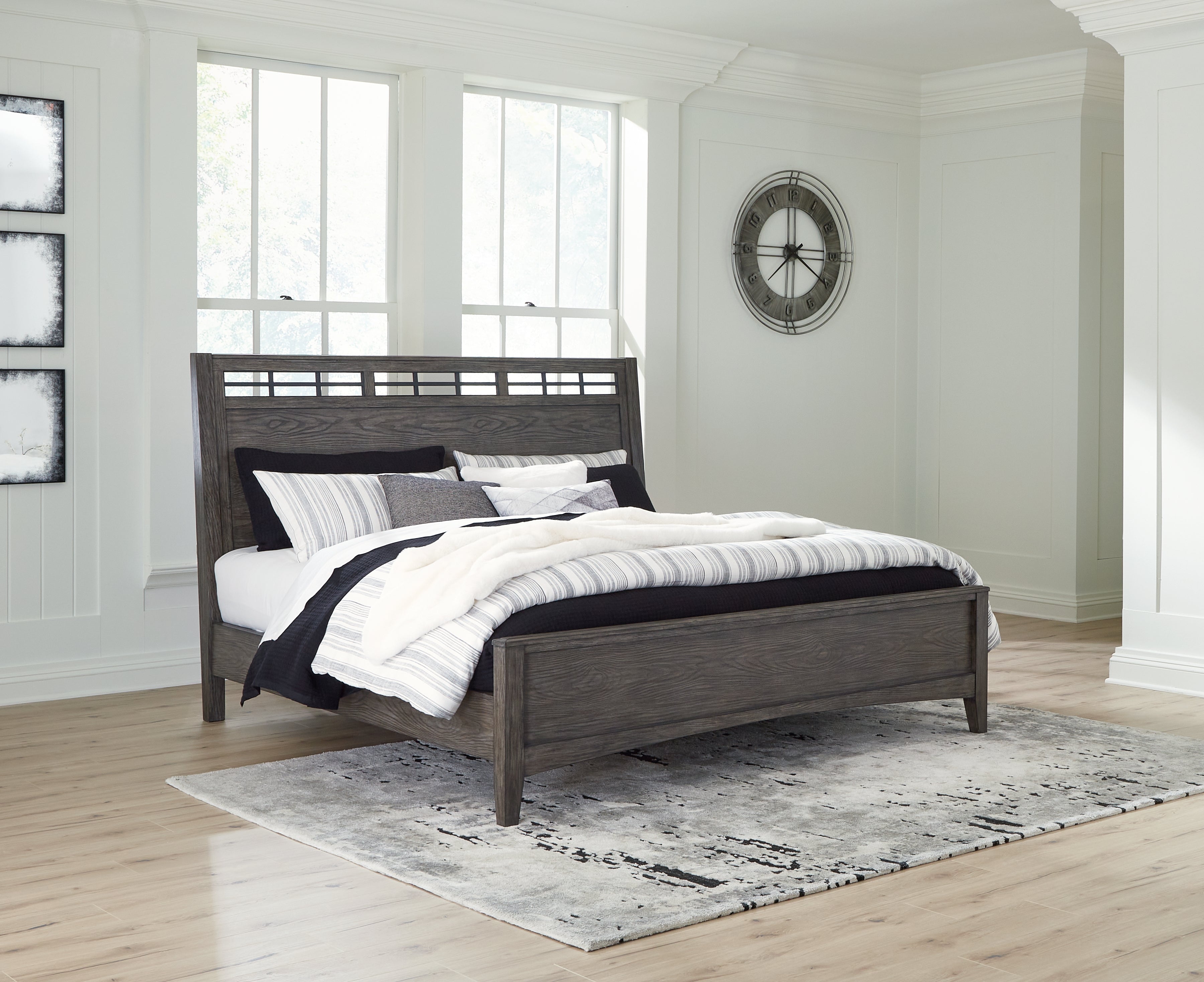 Lullora Furniture - Ashley Furniture - Montillan Bedroom - California King Panel Bed / Grayish Brown - B651B5