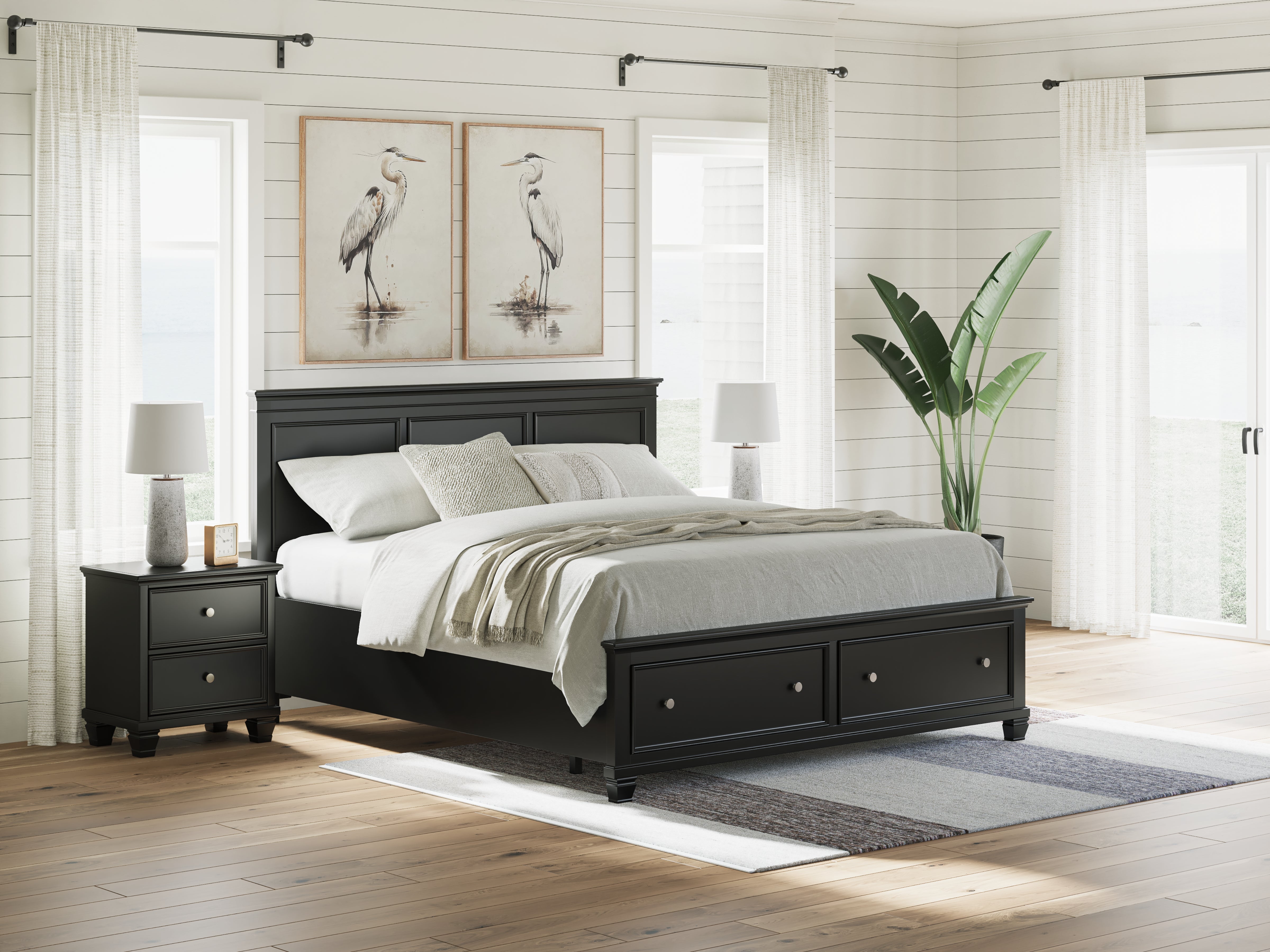 Lullora Furniture - Ashley Furniture - Lanolee Bedroom - California King Panel Storage Bed / Black - B687B20