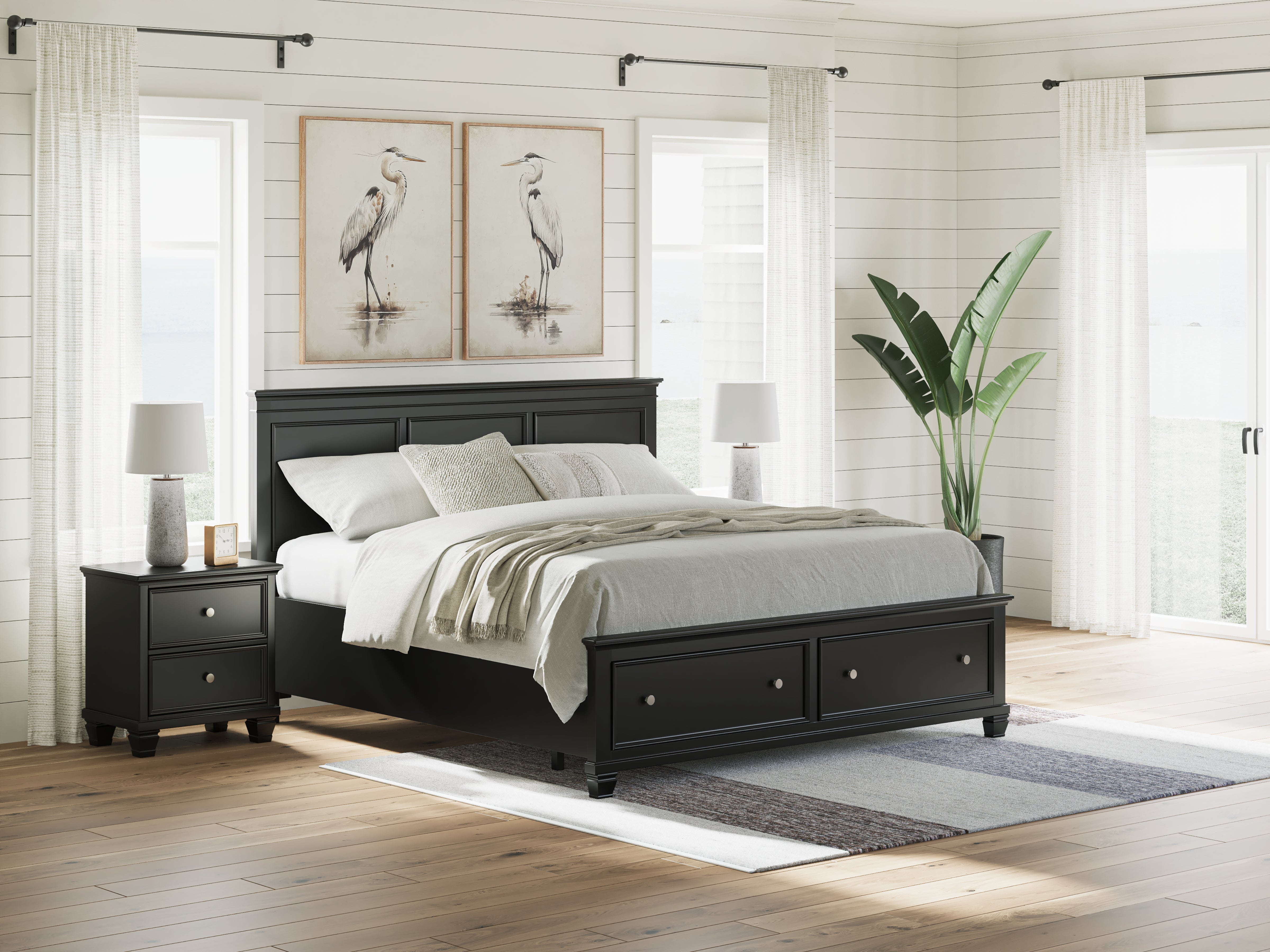 Lullora Furniture - Ashley Furniture - Lanolee Bedroom - King Panel Storage Bed / Black - B687B19