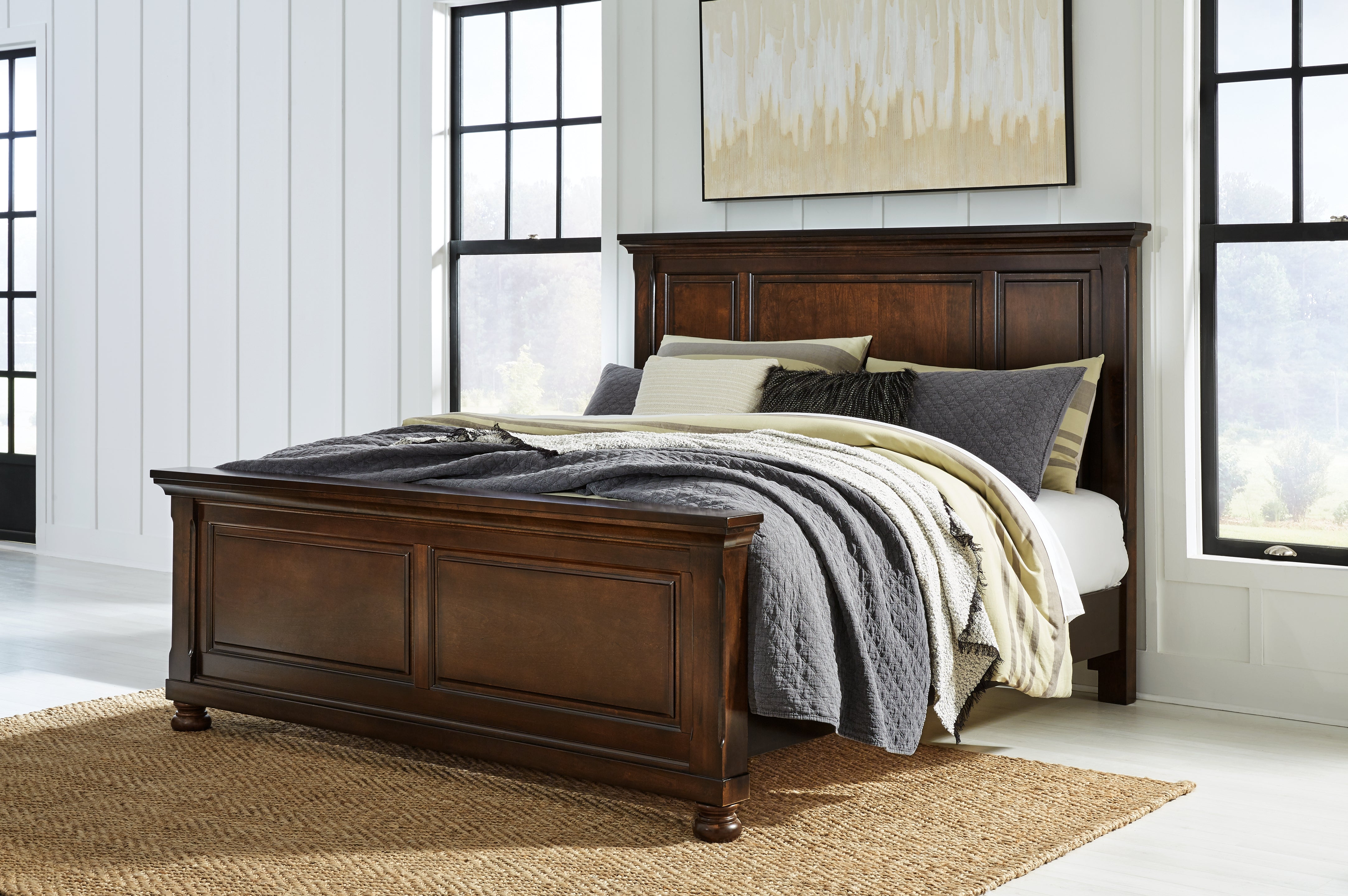 Lullora Furniture - Ashley Furniture - Porter Bedroom - California King Panel Bed / Rustic Brown - B697B12