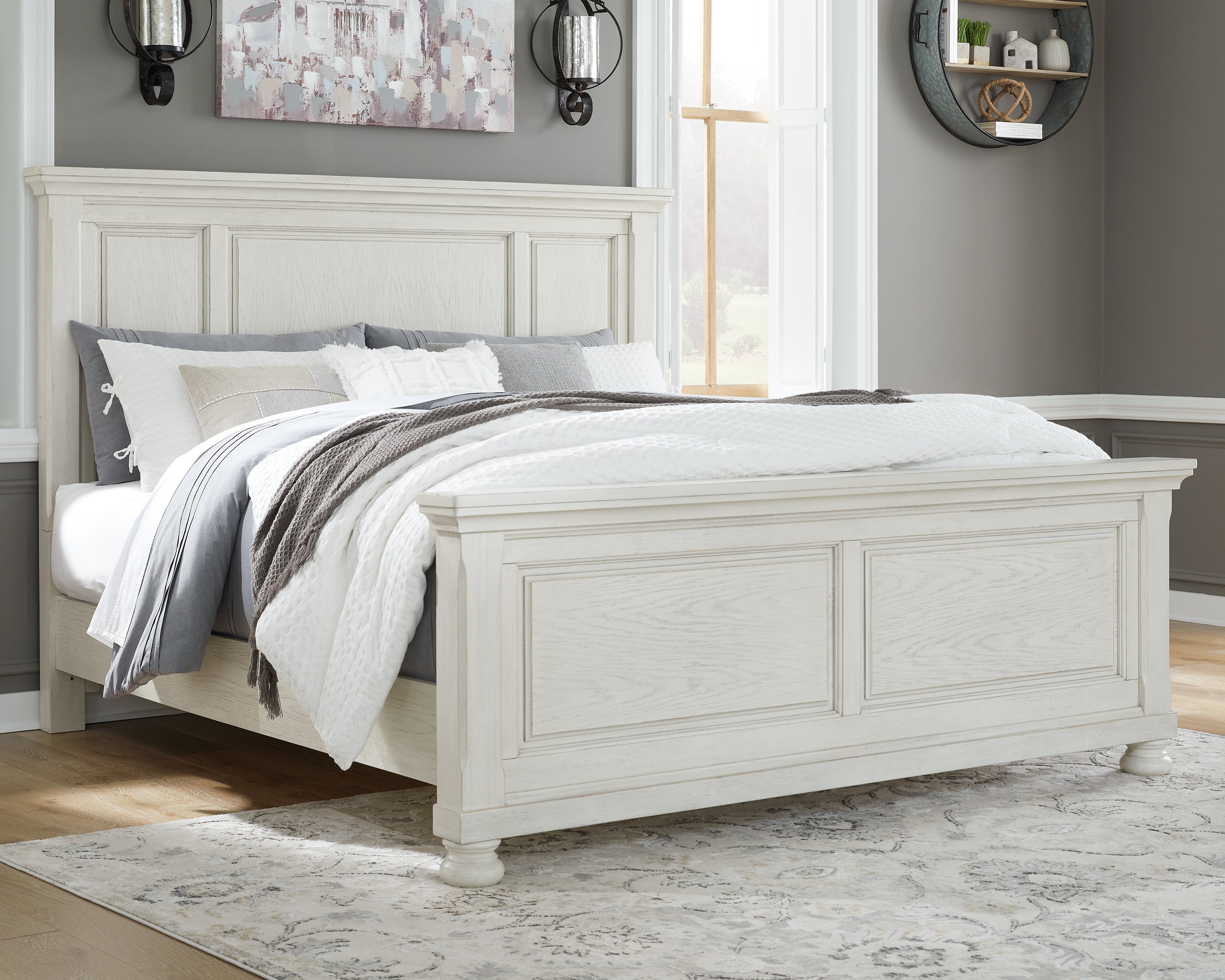 Lullora Furniture - Ashley Furniture - Robbinsdale Bedroom - California King Panel Bed / Antique White - B742B7