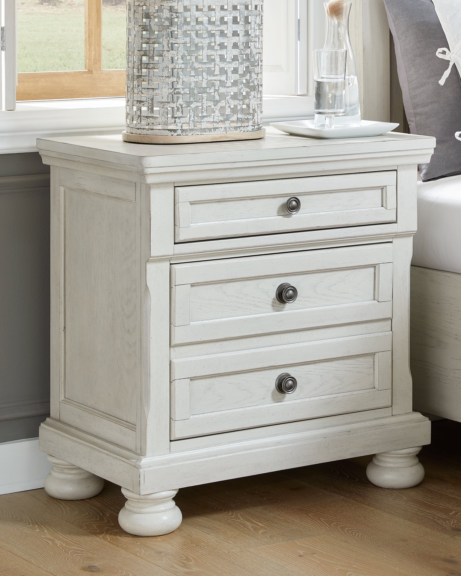Lullora Furniture - Ashley Furniture - Robbinsdale Bedroom - Two Drawer Night Stand / Antique White - B742-92