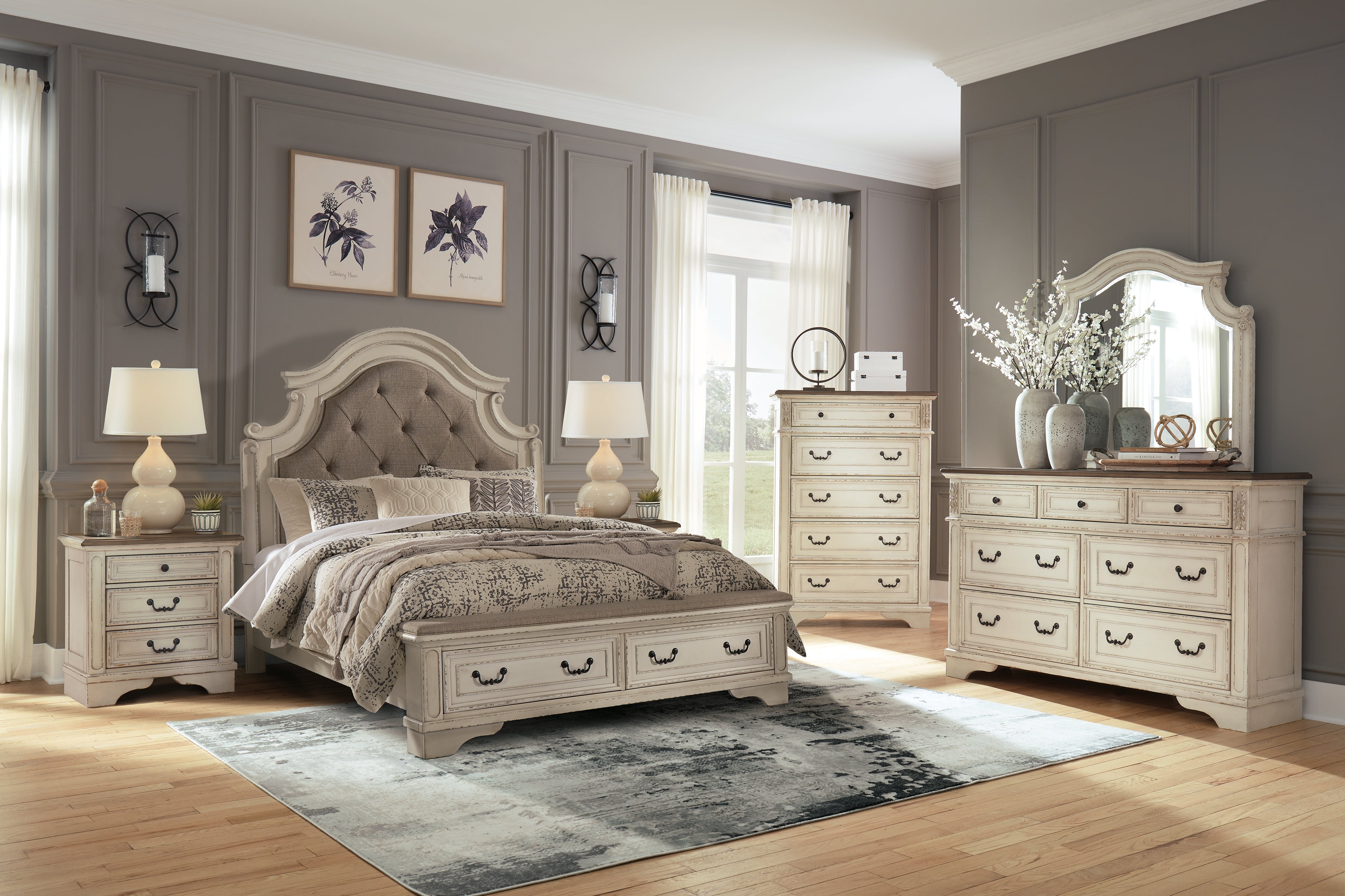 Lullora Furniture - Ashley Furniture - Realyn Bedroom - Queen Upholstered Storage Bed / Two-tone - B743B18