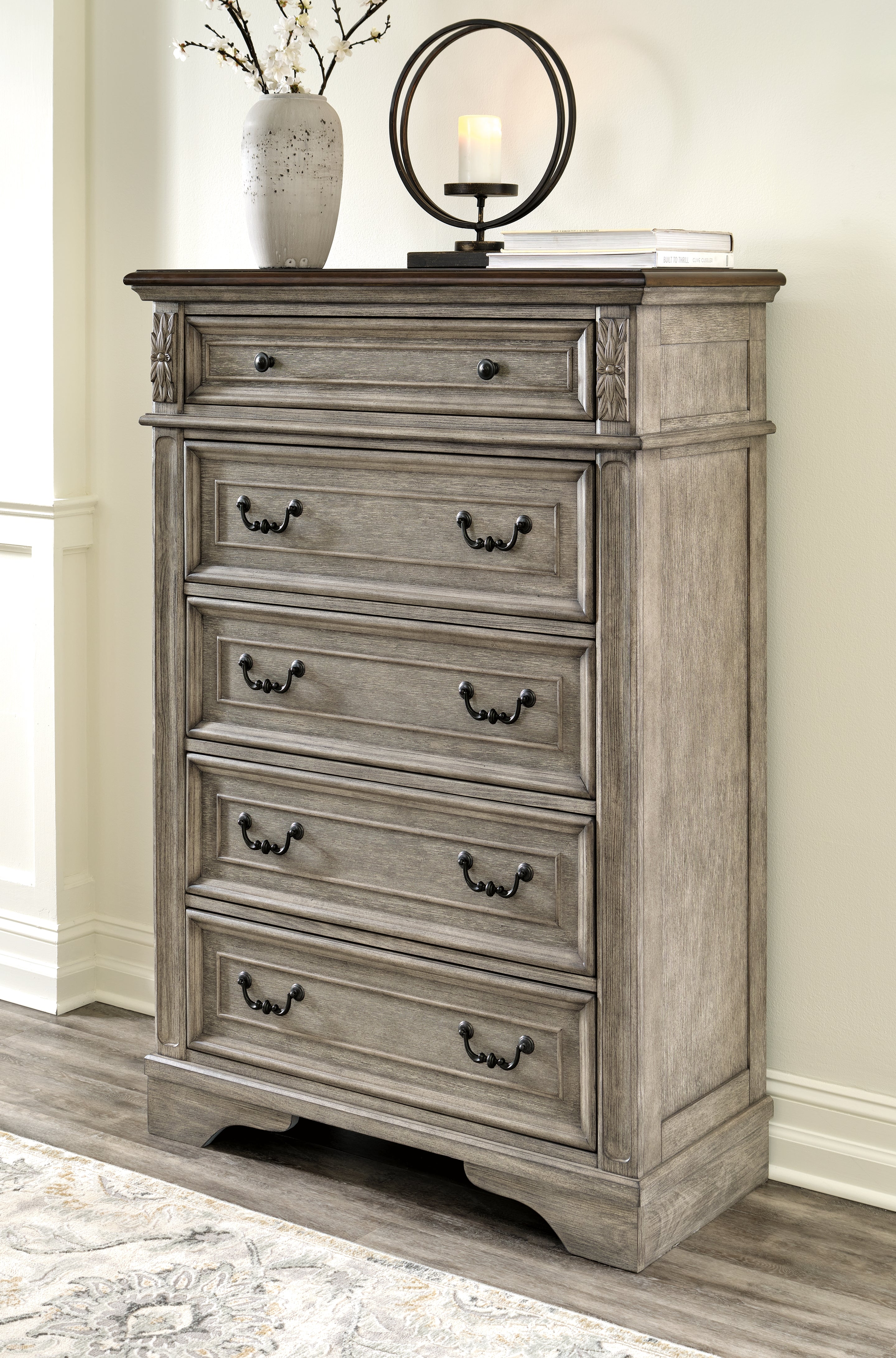 Lullora Furniture - Ashley Furniture - Lodenbay Bedroom - Five Drawer Chest / Antique Gray/Brown - B751-46