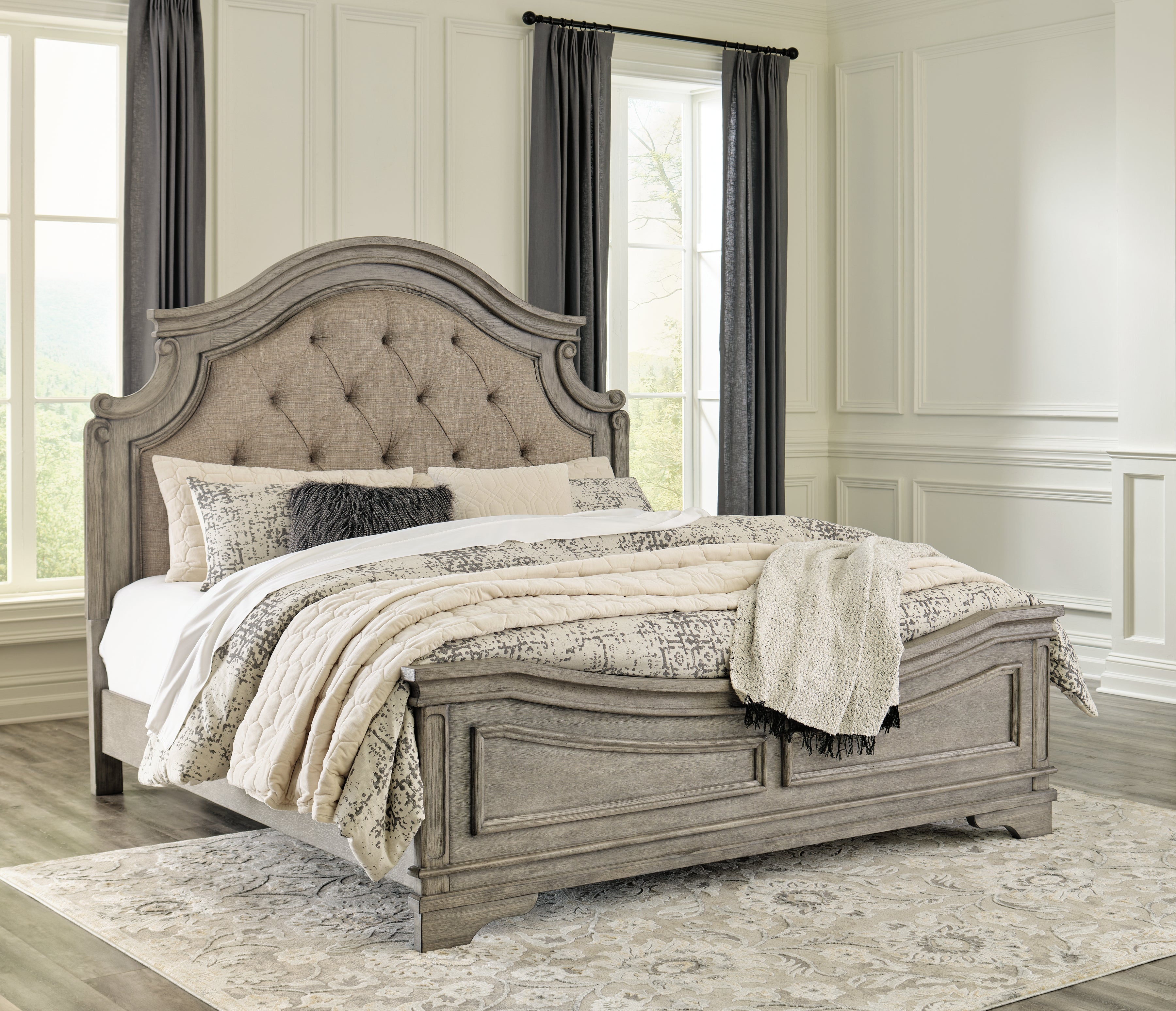 Lullora Furniture - Ashley Furniture - Lodenbay Bedroom - King Panel Bed / Antique Gray - B751B4
