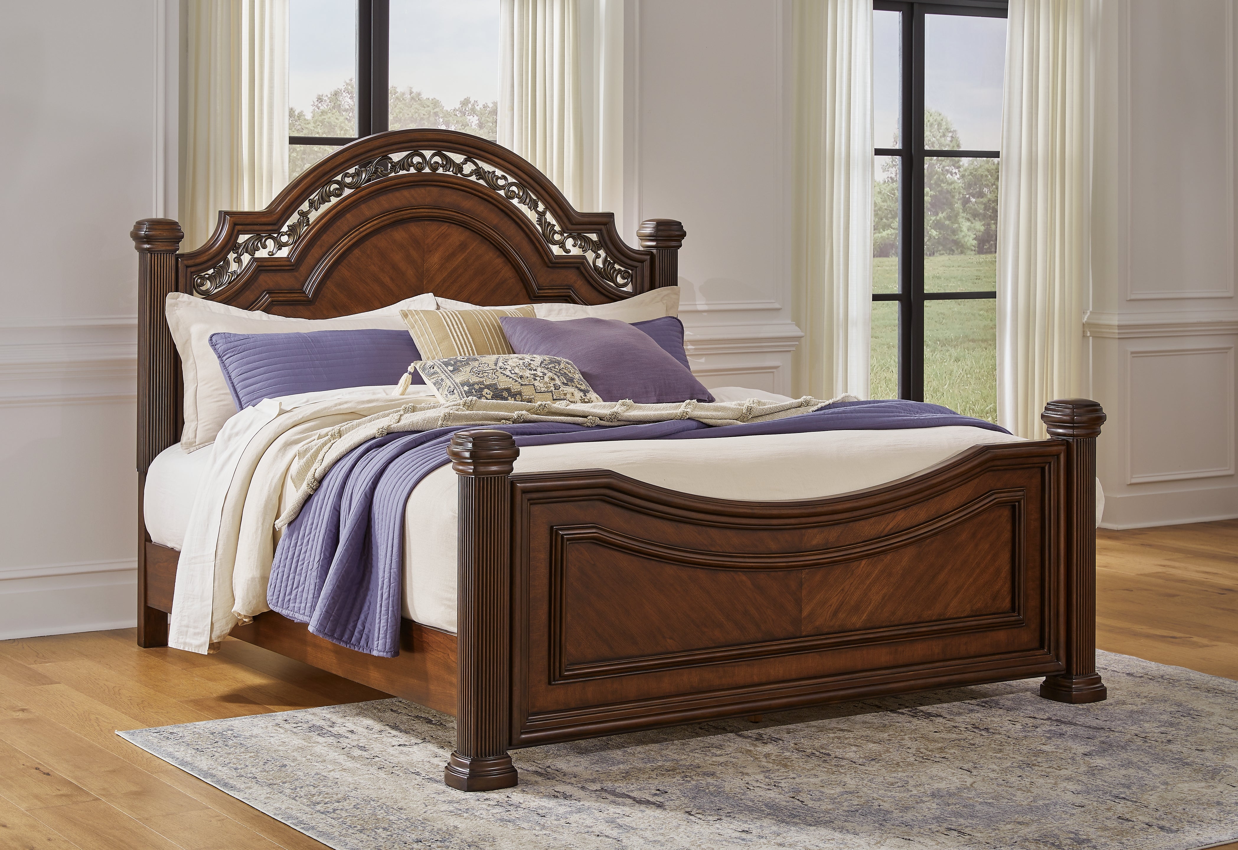 Lullora Furniture - Ashley Furniture - Lavinton Bedroom - California King Poster Bed / Brown - B764B10