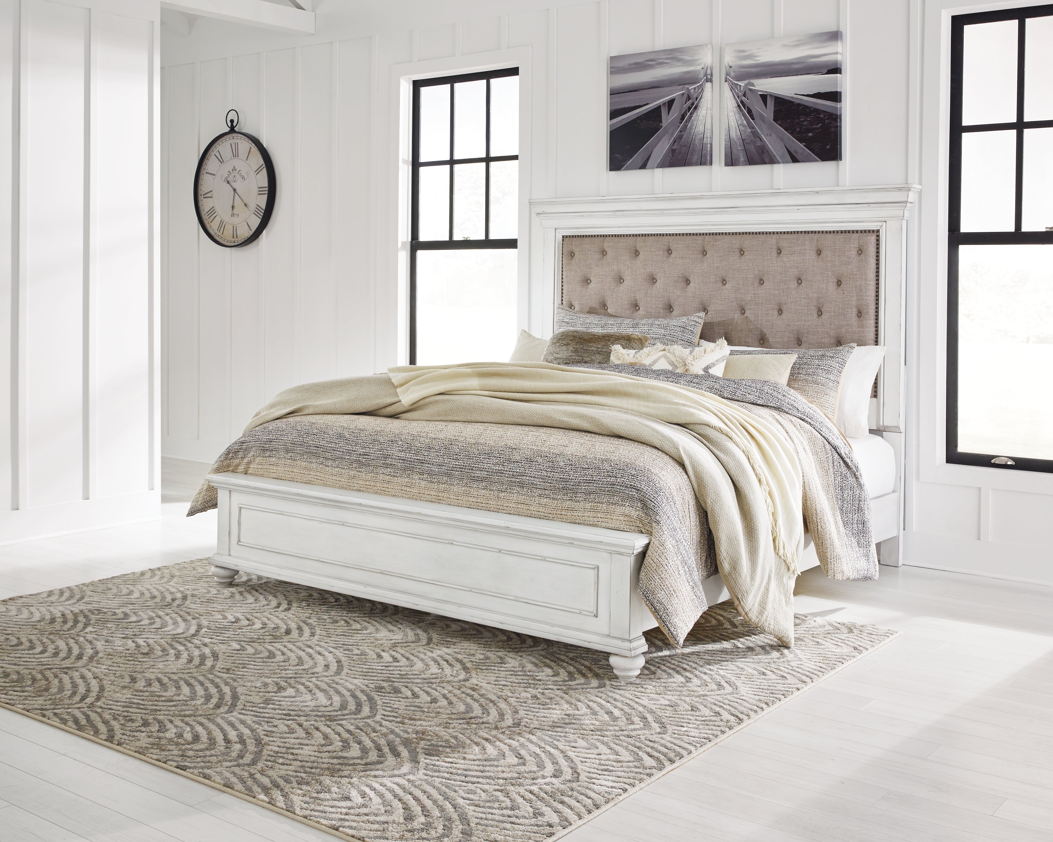 Lullora Furniture - Ashley Furniture - Kanwyn Bedroom - King Panel Bed / Whitewash - B777B10