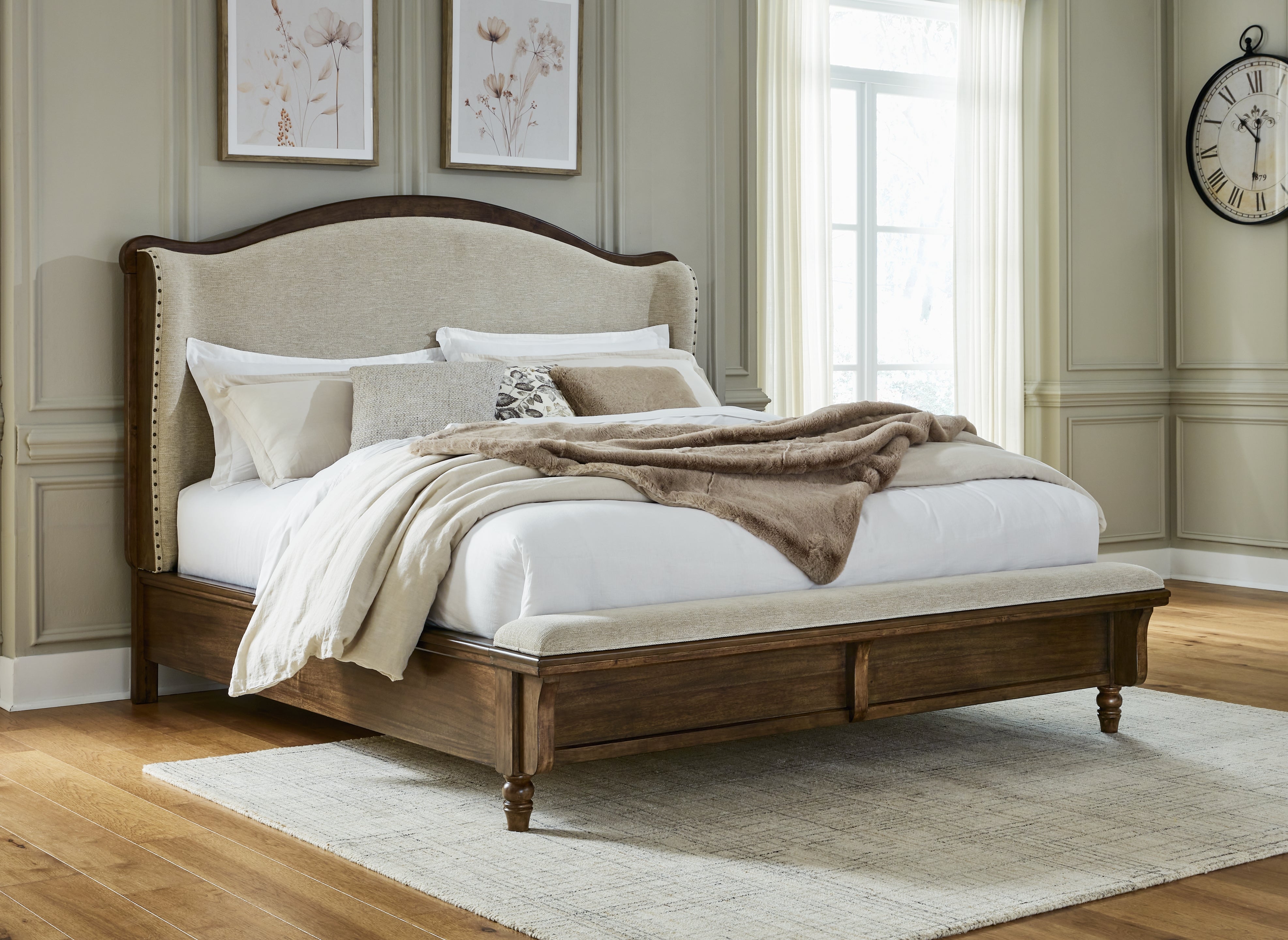 Lullora Furniture - Ashley Furniture - Sturlayne Bedroom - California King Upholstered Panel Bed / Brown - B787B5