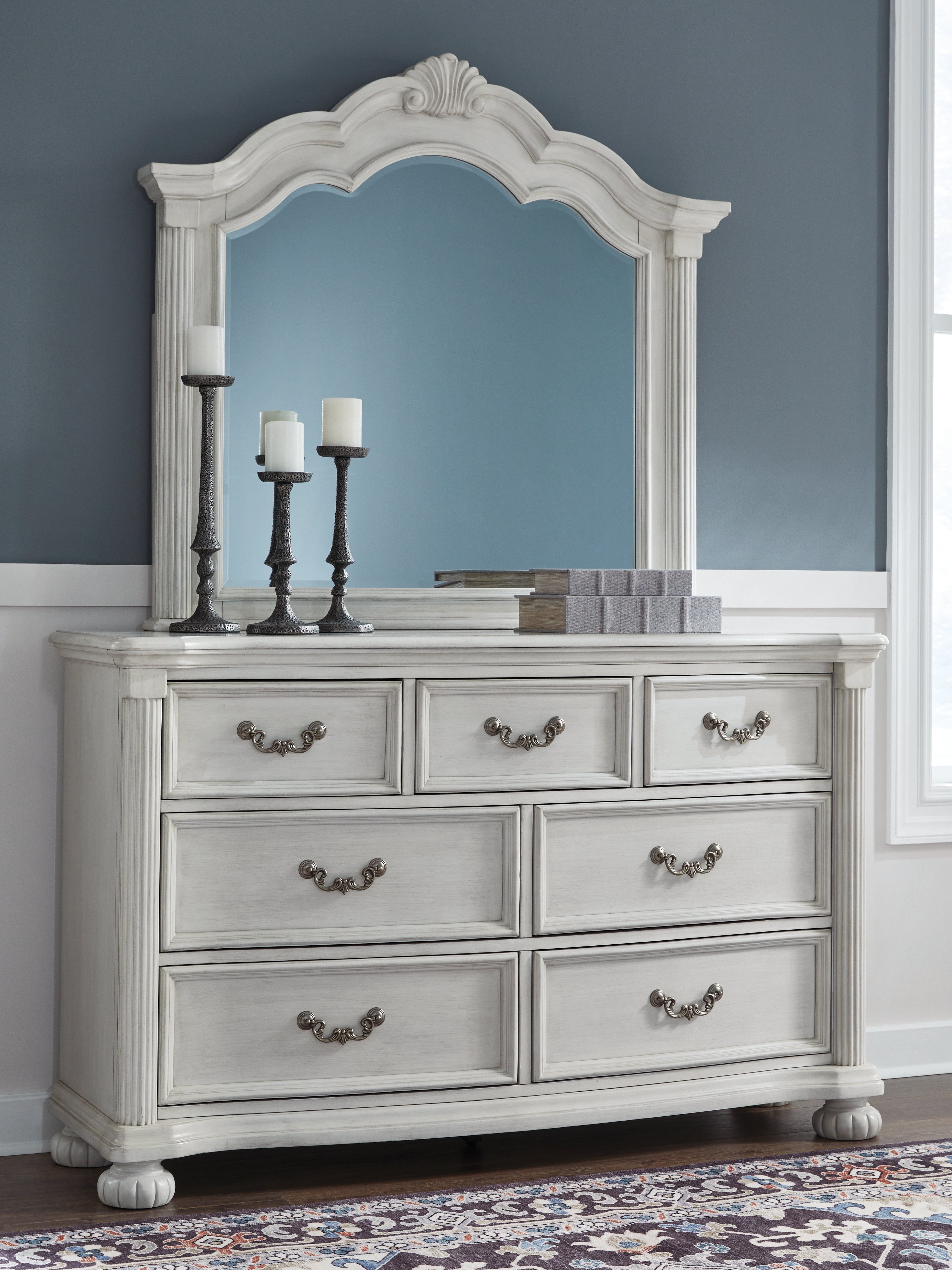 Lullora Furniture - Ashley Furniture - Montelaine Bedroom - Dresser and Mirror / Antique White - B795B1