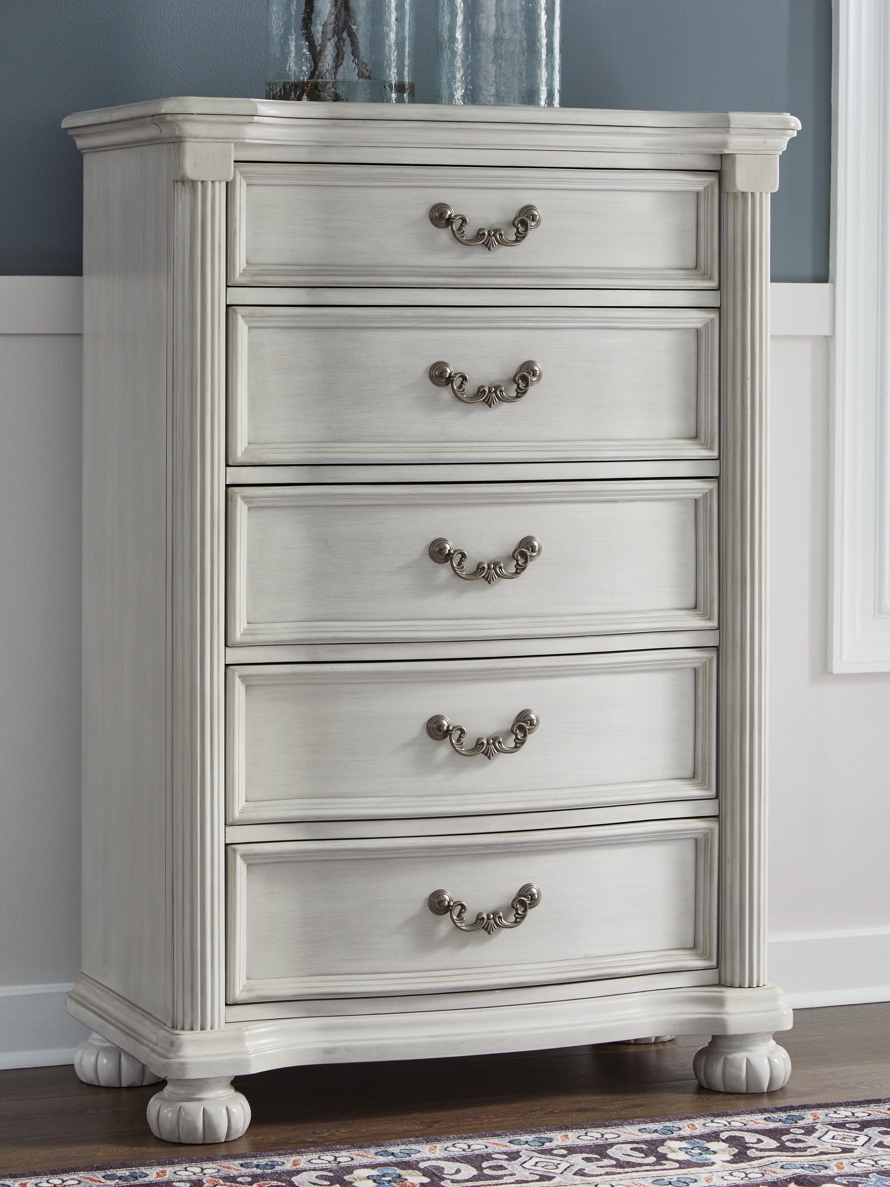 Lullora Furniture - Ashley Furniture - Montelaine Bedroom - Five Drawer Chest / Antique White - B795-46