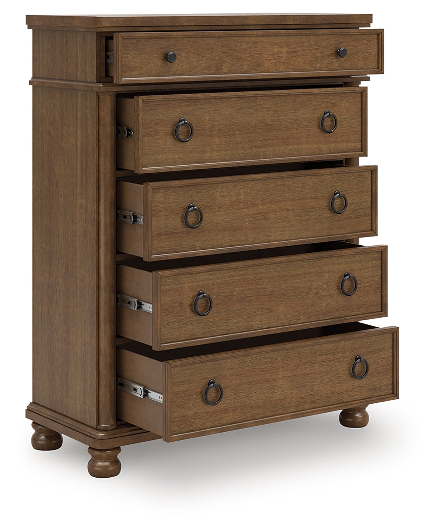 Lullora Furniture - Ashley Furniture - Rowlenstown Bedroom - Five Drawer Chest / Brown - PCB824-46