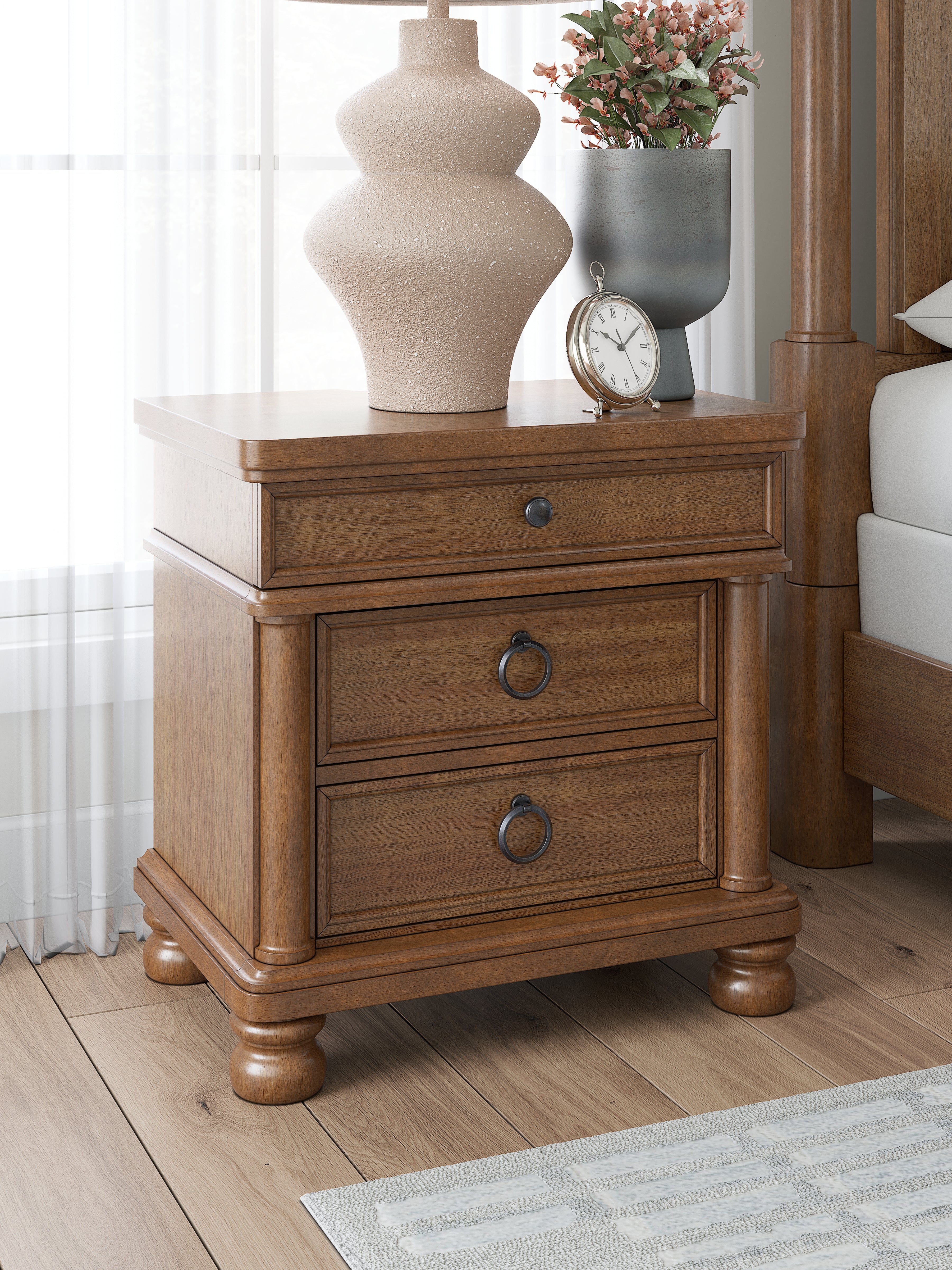 Lullora Furniture - Ashley Furniture - Rowlenstown Bedroom - Three Drawer Night Stand / Brown - PCB824-93