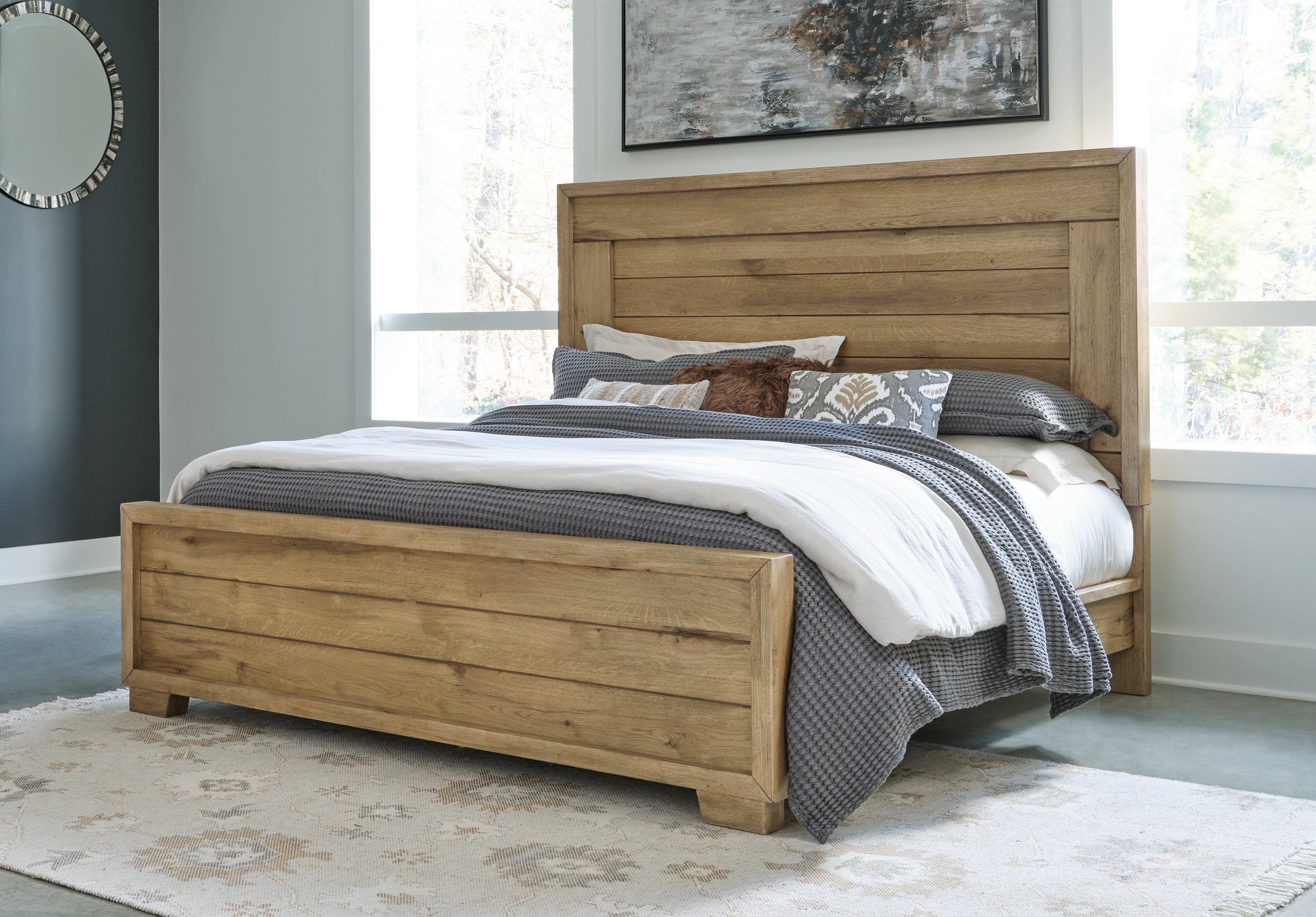 Lullora Furniture - Ashley Furniture - Galliden Bedroom - California King Panel Bed / Light Brown - B841B5