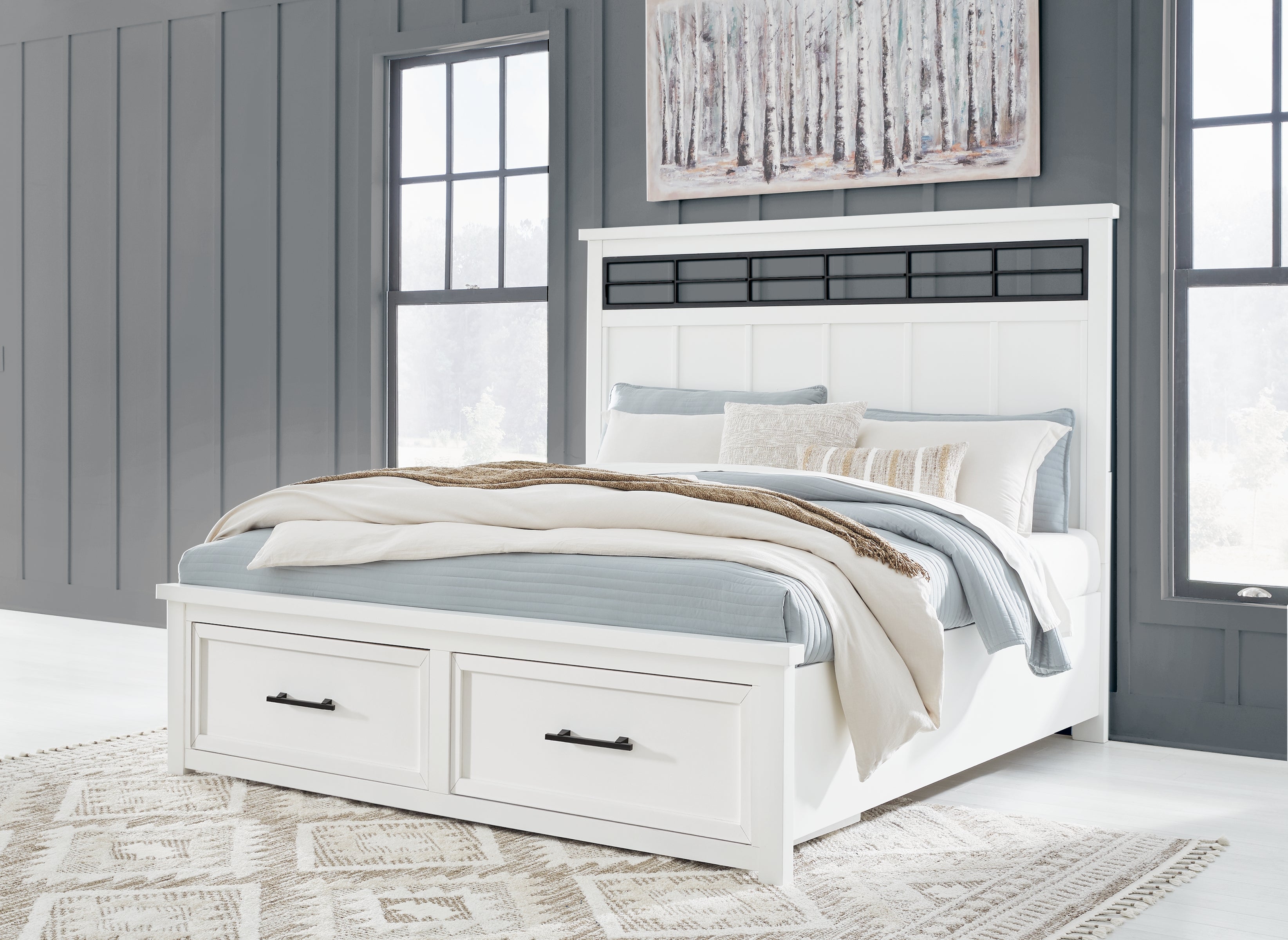 Lullora Furniture - Ashley Furniture - Ashbryn Bedroom - California King Panel Storage Bed / White/Natural - B844B5