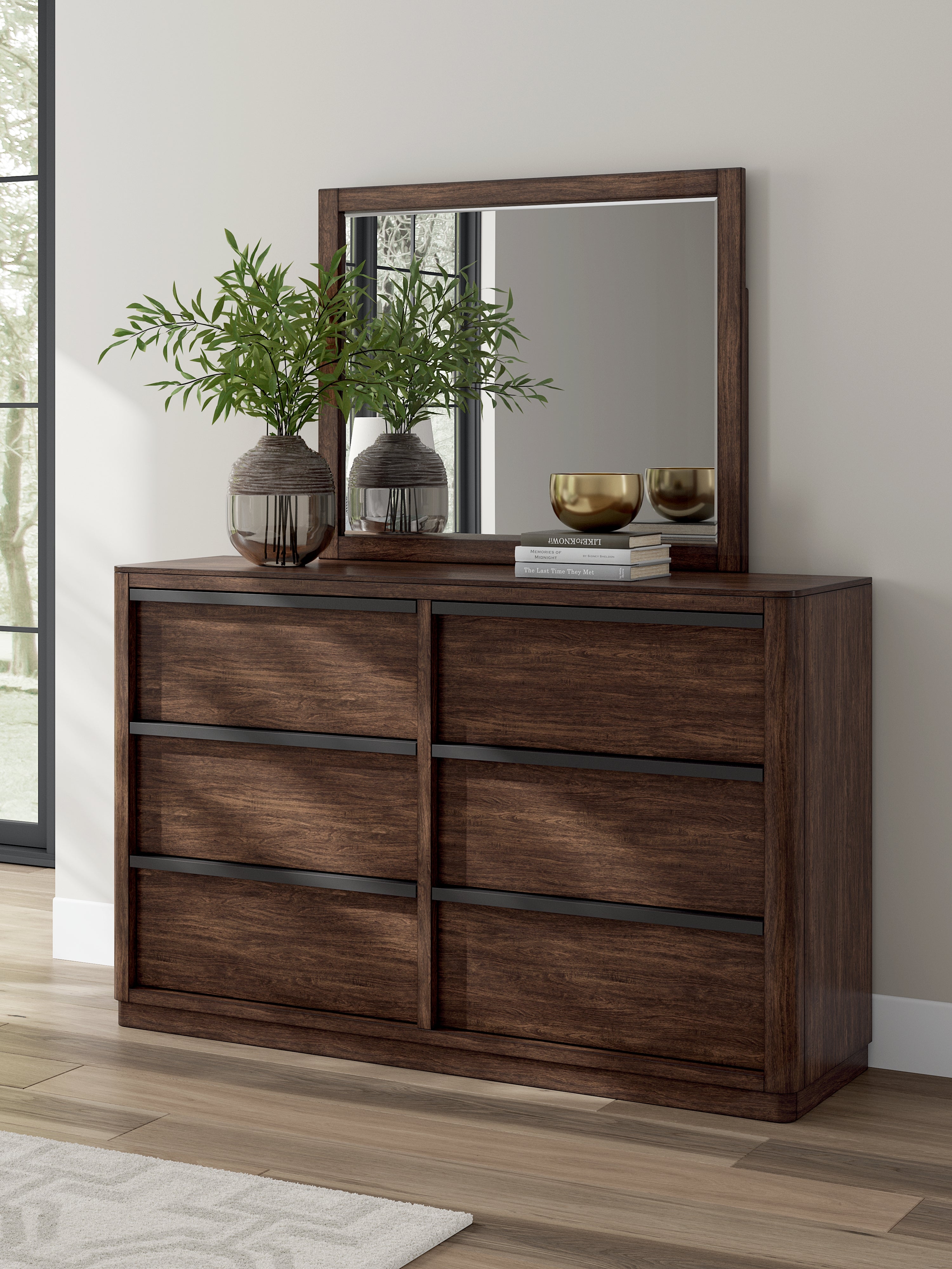 Lullora Furniture - Ashley Furniture - Dilenno Bedroom - Dresser and Mirror / Dark Brown - PCB857B1