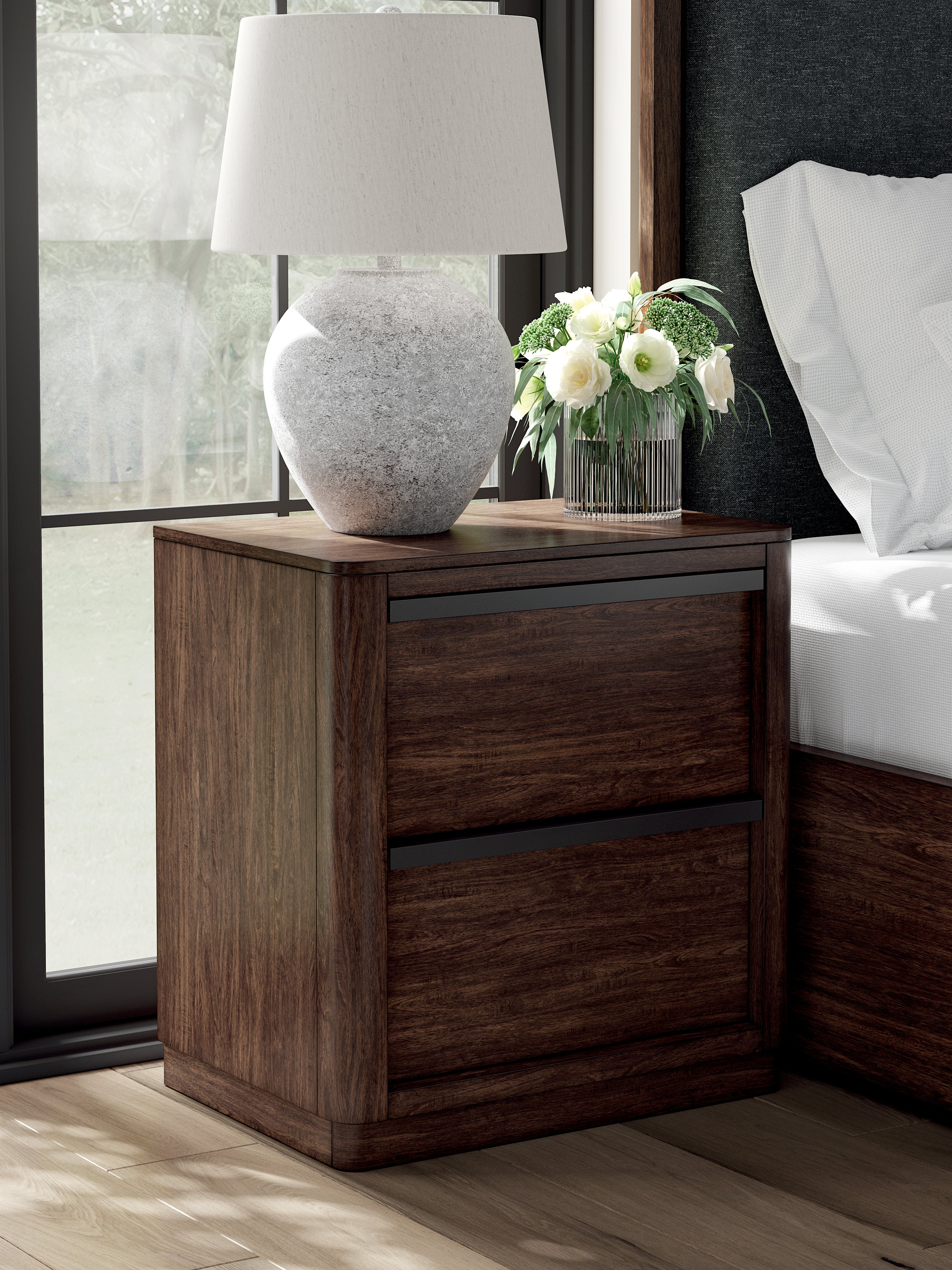 Lullora Furniture - Ashley Furniture - Dilenno Bedroom - Two Drawer Night Stand / Dark Brown - PCB857-92