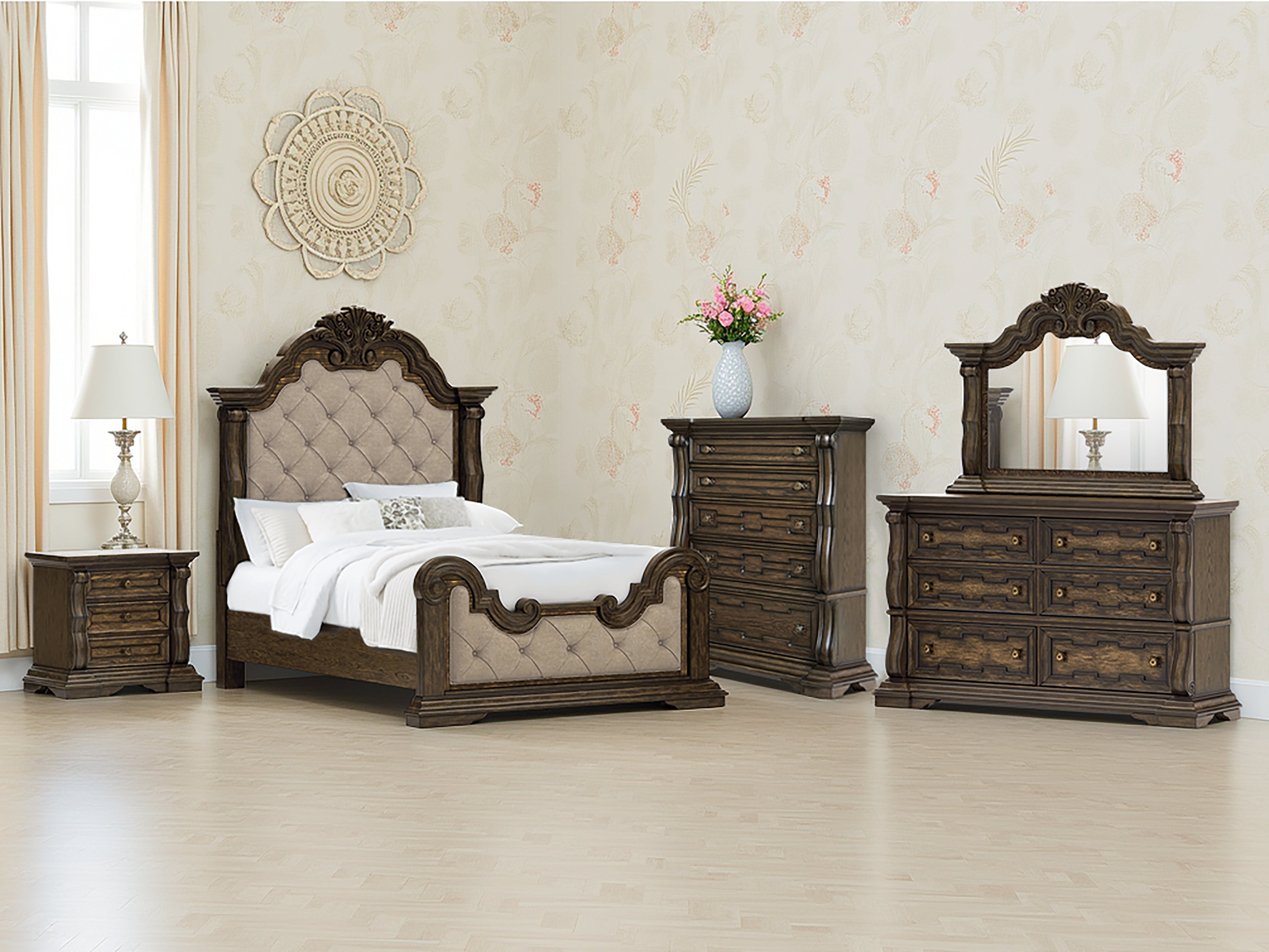 Lullora Furniture - Ashley Furniture - Maylee Bedroom - Queen Upholstered Bed / Dark Brown - B947B2