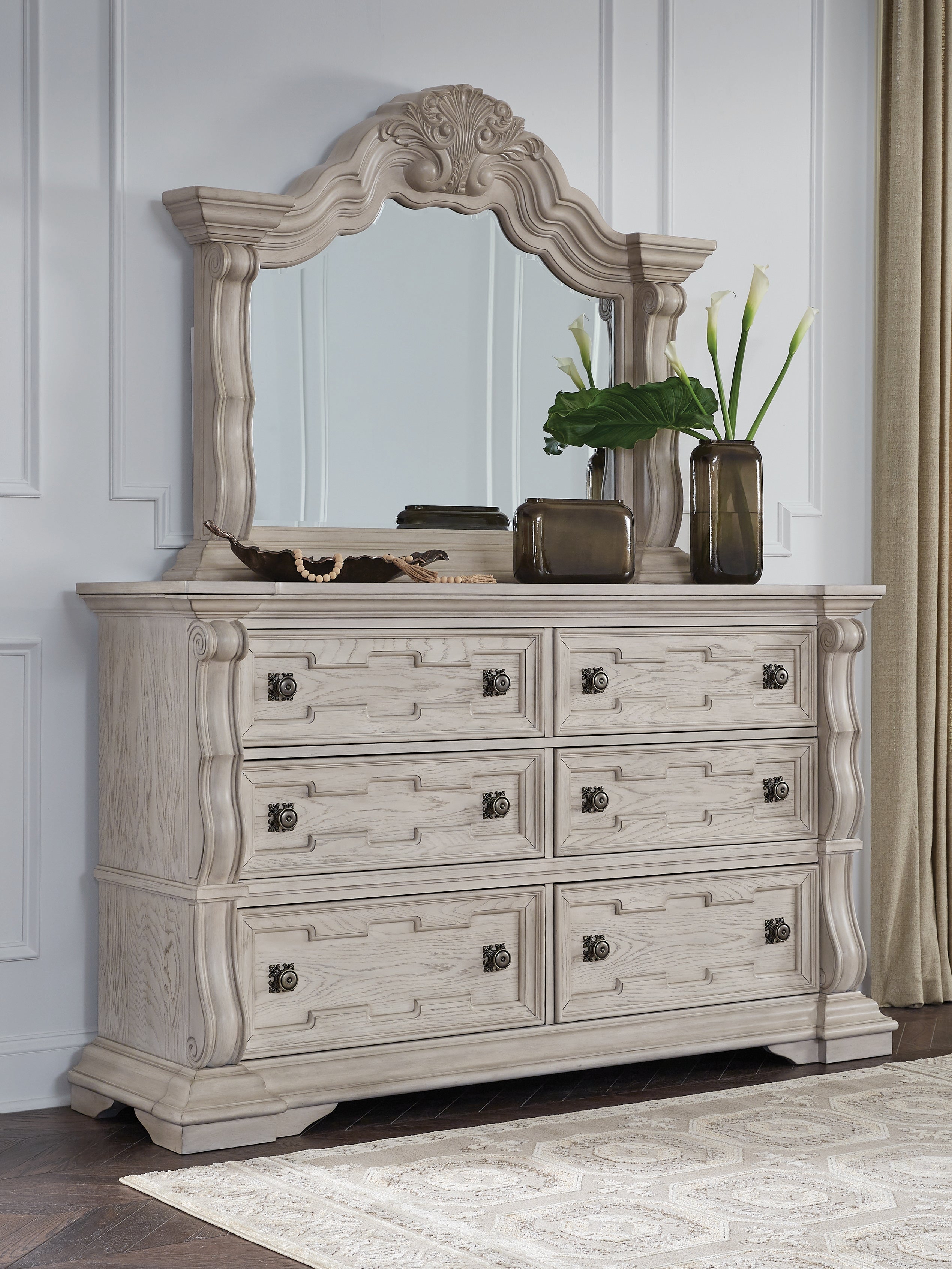 Lullora Furniture - Ashley Furniture - Bruchandi Bedroom - Dresser and Mirror / Antique White - PCB948B1