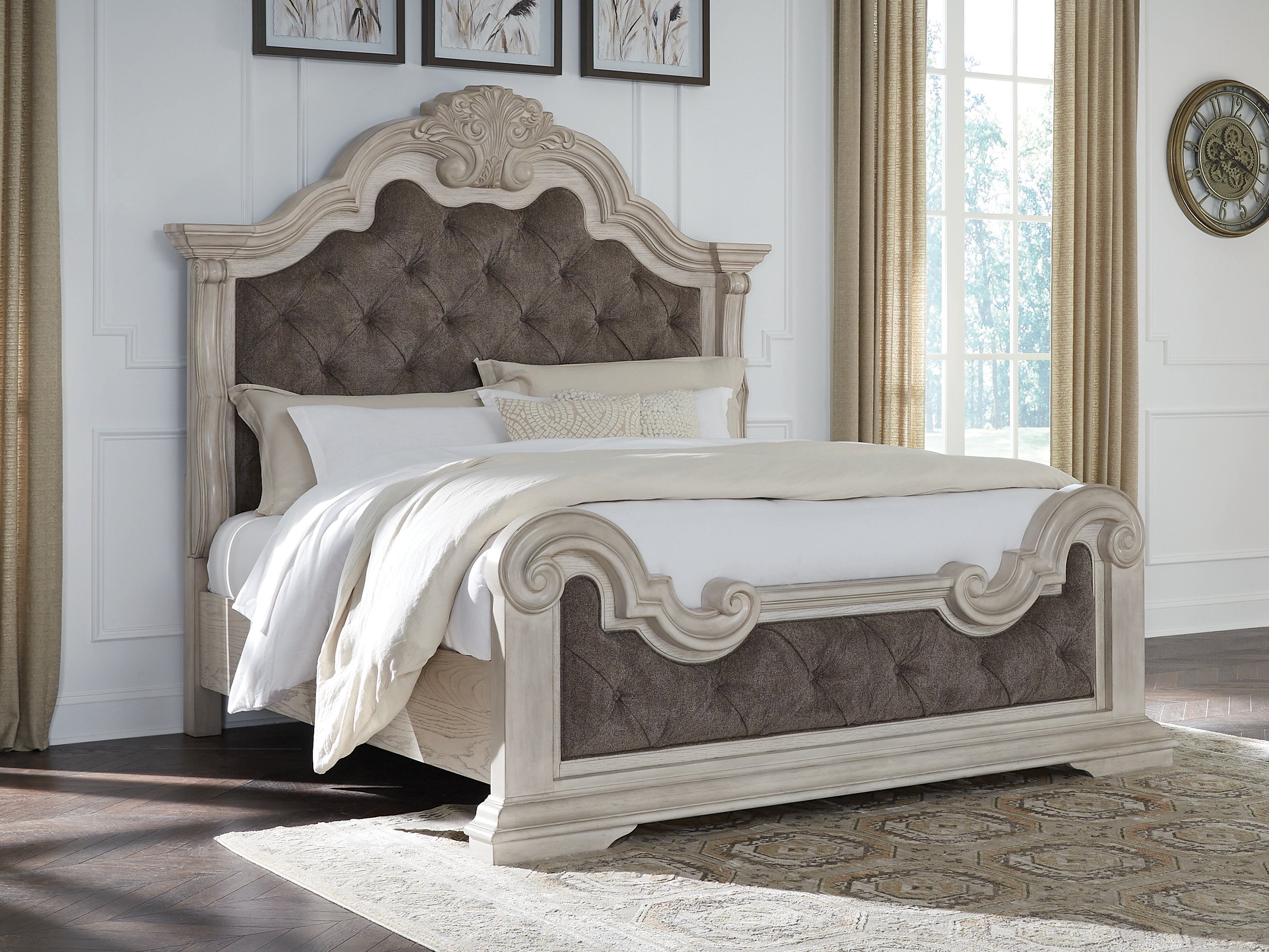 Lullora Furniture - Ashley Furniture - Bruchandi Bedroom - California King Upholstered Panel Bed / Antique White - PCB948B5