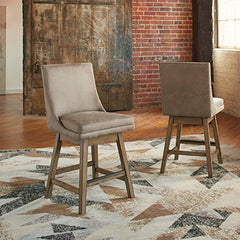 Lullora Furniture - Ashley Furniture - Tallenger Dining Room - Counter Height Bar Stool (Set of 2) / Light Gray - D380-424X2