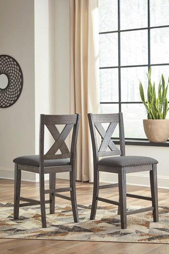 Lullora Furniture - Ashley Furniture - Caitbrook Dining Room - Counter Height Upholstered Bar Stool (Set of 2) / Gray - D388-124X2