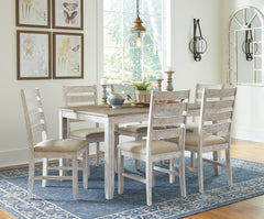 Lullora Furniture - Ashley Furniture - Skempton Dining Room - RECT DRM Counter TBL Set(7/CN) / White/Light Brown - D394-423