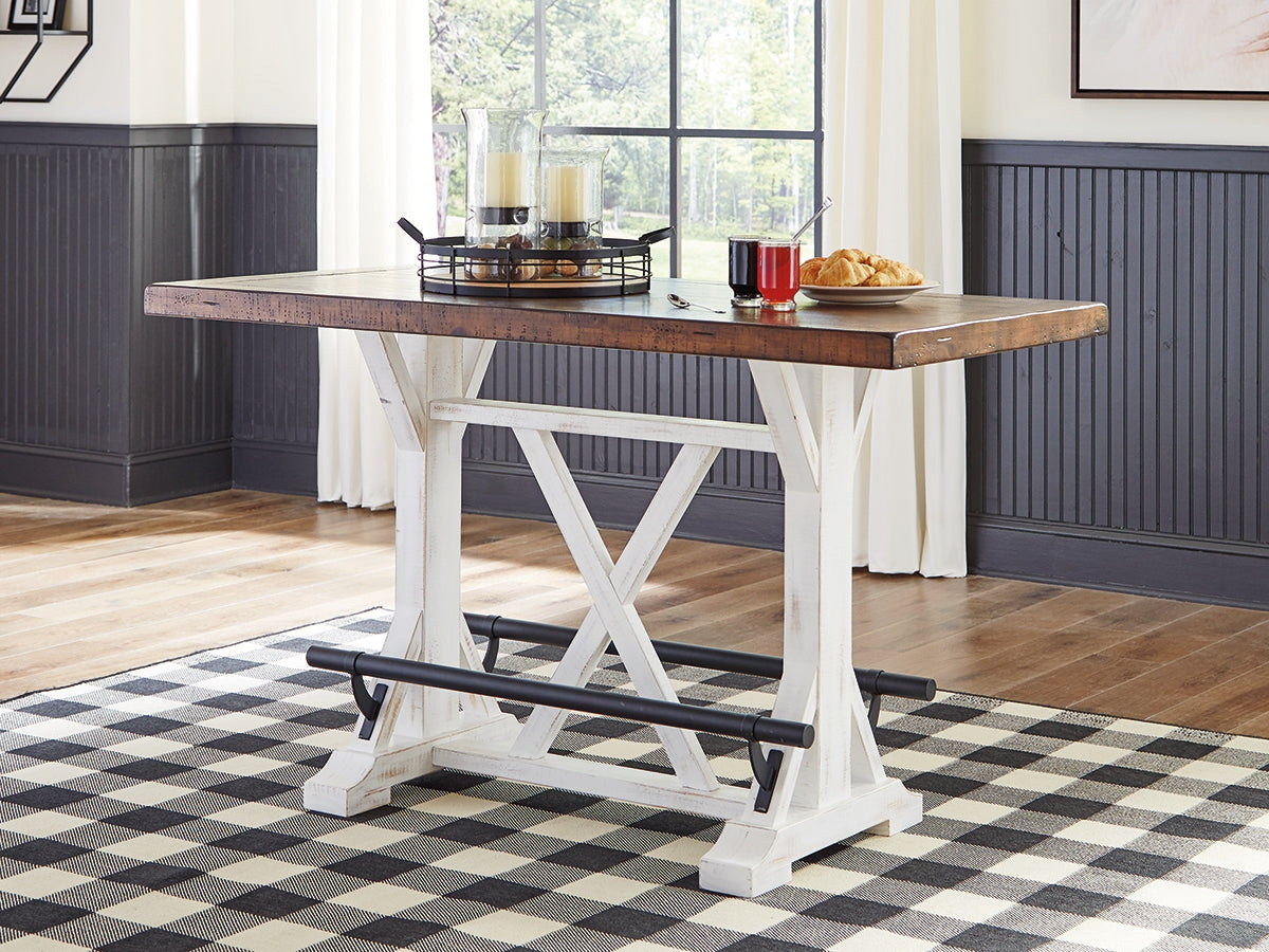 Lullora Furniture - Ashley Furniture - Valebeck Dining Room - RECT Dining Room Counter Table / White/Brown - D546-13