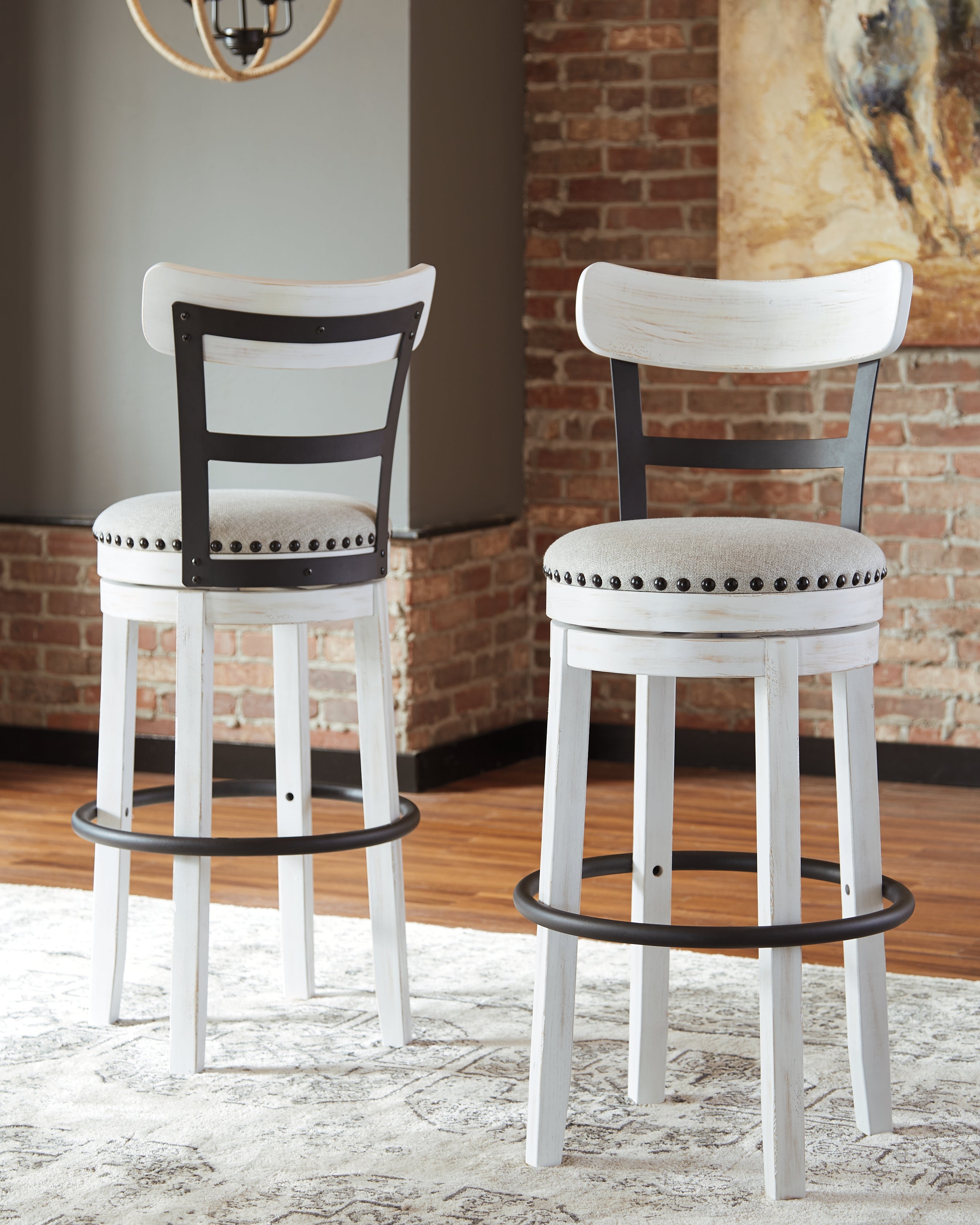 Lullora Furniture - Ashley Furniture - Valebeck Dining Room - Tall UPH Swivel Barstool(1/CN) / White - D546-530